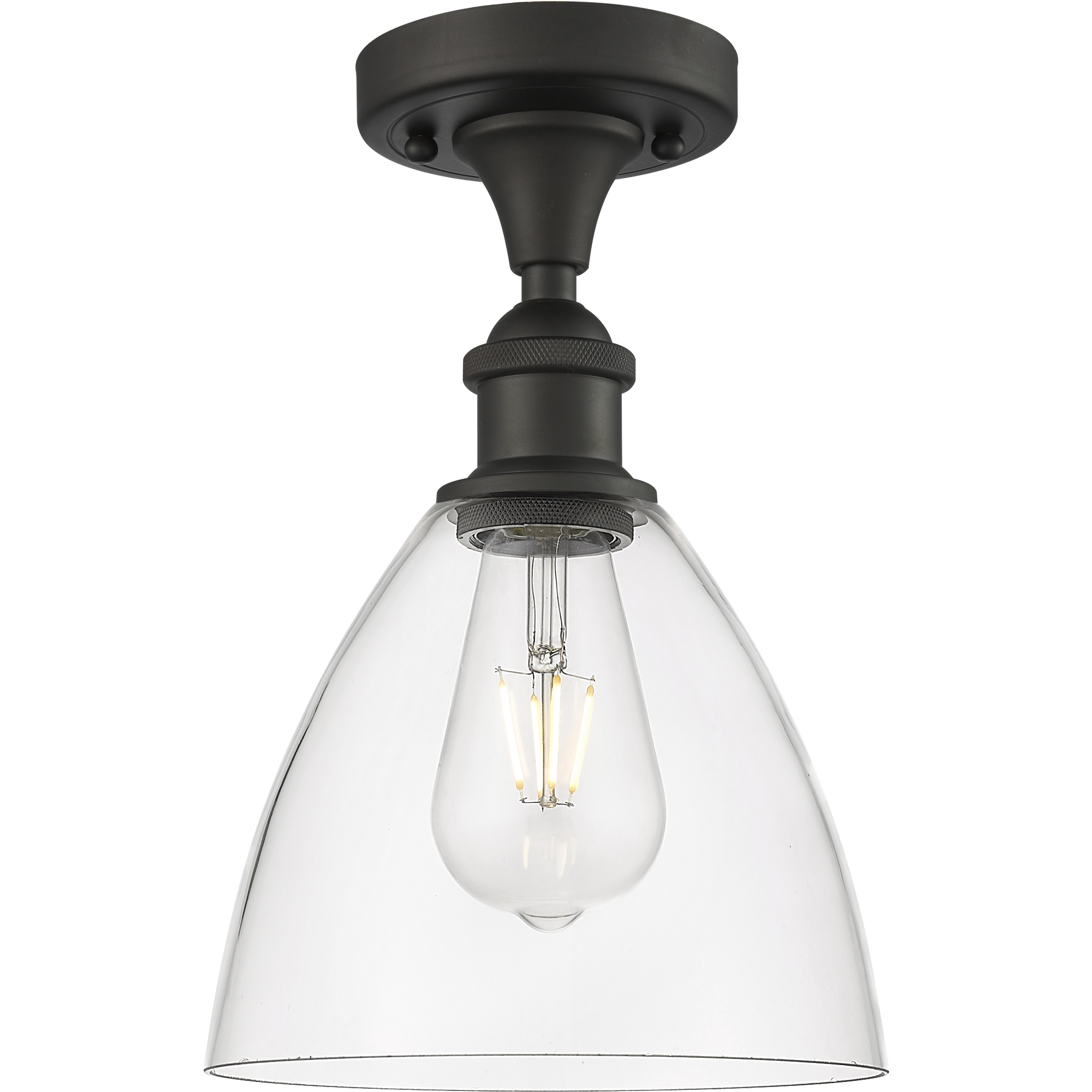 Edison Bristol Glass 1 Light 8 inch Oil Rubbed Bronze Semi-Flush Mount Ceiling Light in Clear Glass