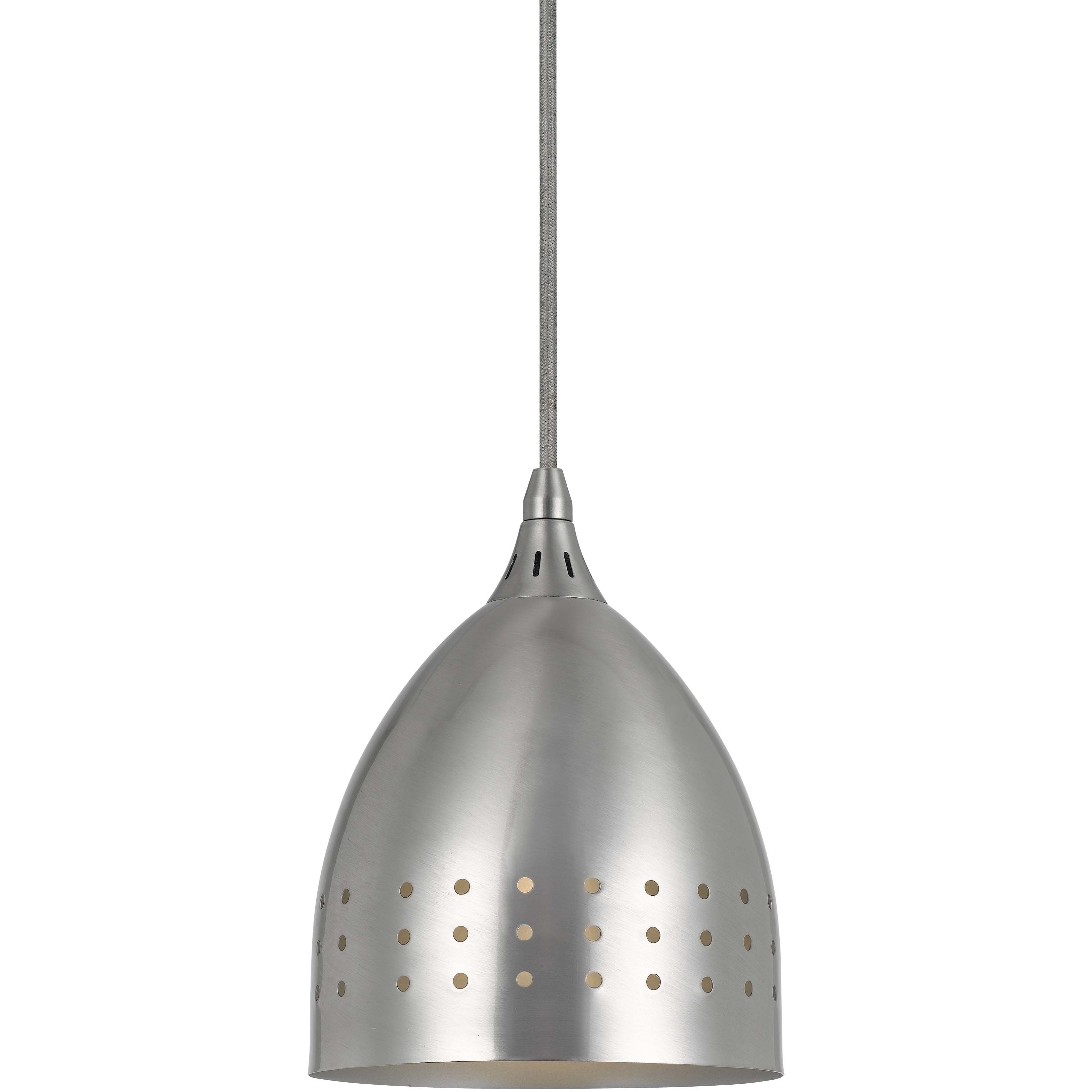 Signature 1 Light 6.5 inch Brushed Steel Metal Pendant Set Ceiling Light