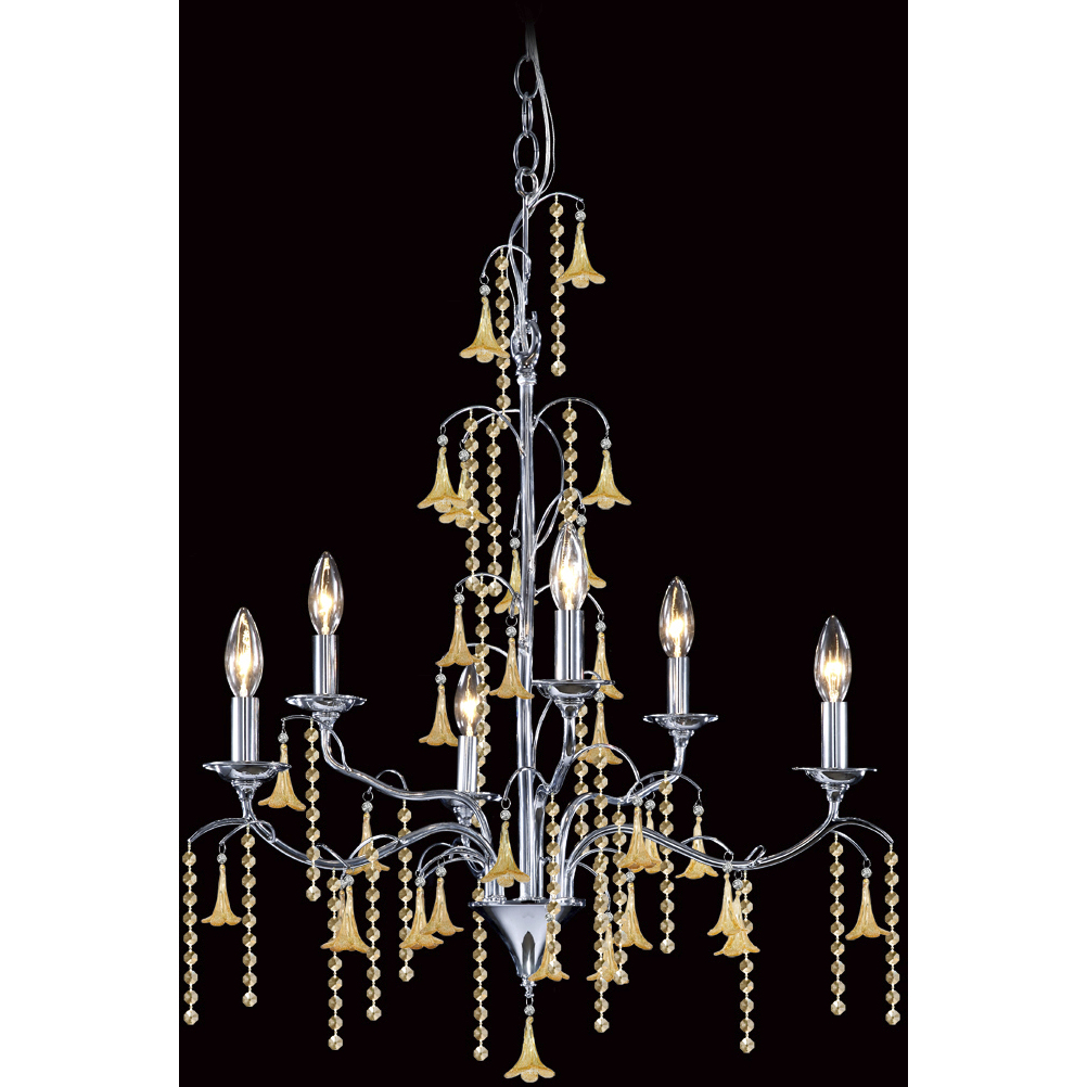 Murano 6 Light 26 inch Aged Gold Crystal Chandelier Ceiling Light