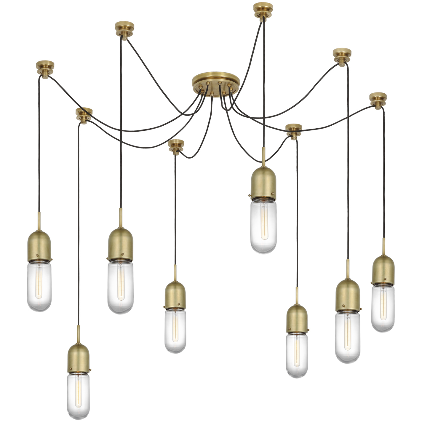 Thomas O'Brien Junio LED 9.5 inch Hand-Rubbed Antique Brass Pendant Ceiling Light in Clear Glass