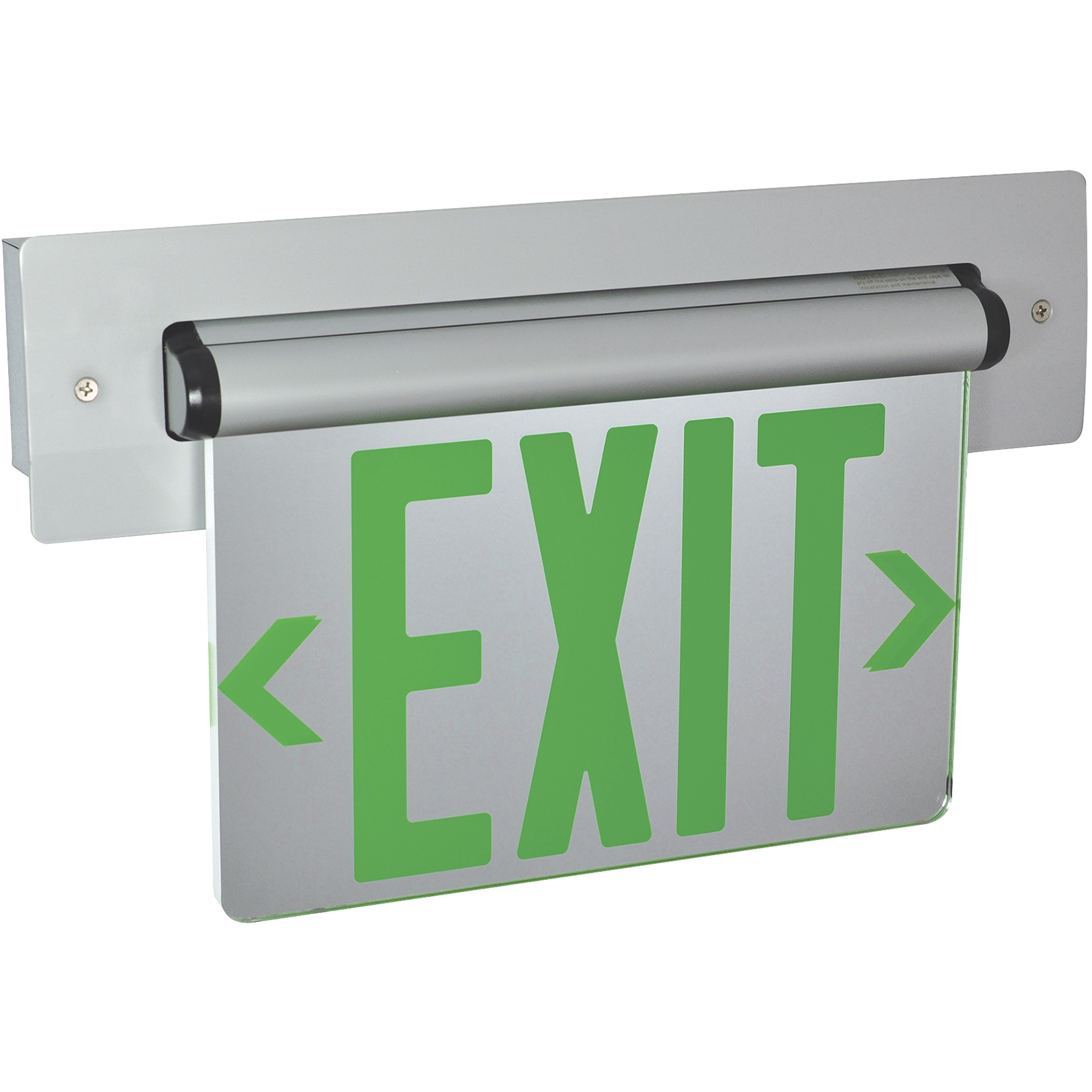 Architectural 1 Light Green Letters and White Housing Exit / Emergency Ceiling Light in Single-Faced, Green / Mirror / White