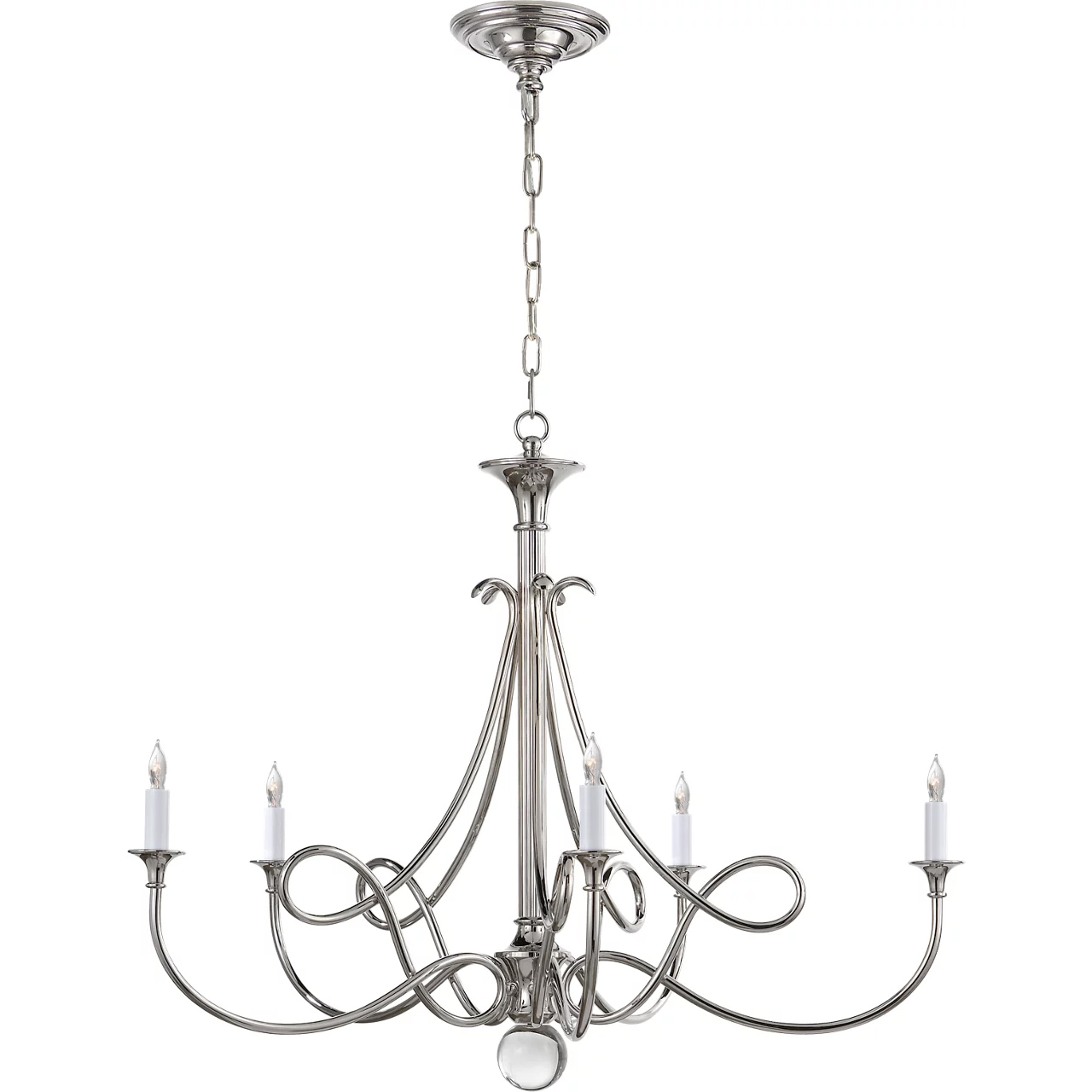 Eric Cohler Double Twist 5 Light 36 inch Polished Nickel Chandelier Ceiling Light, Large