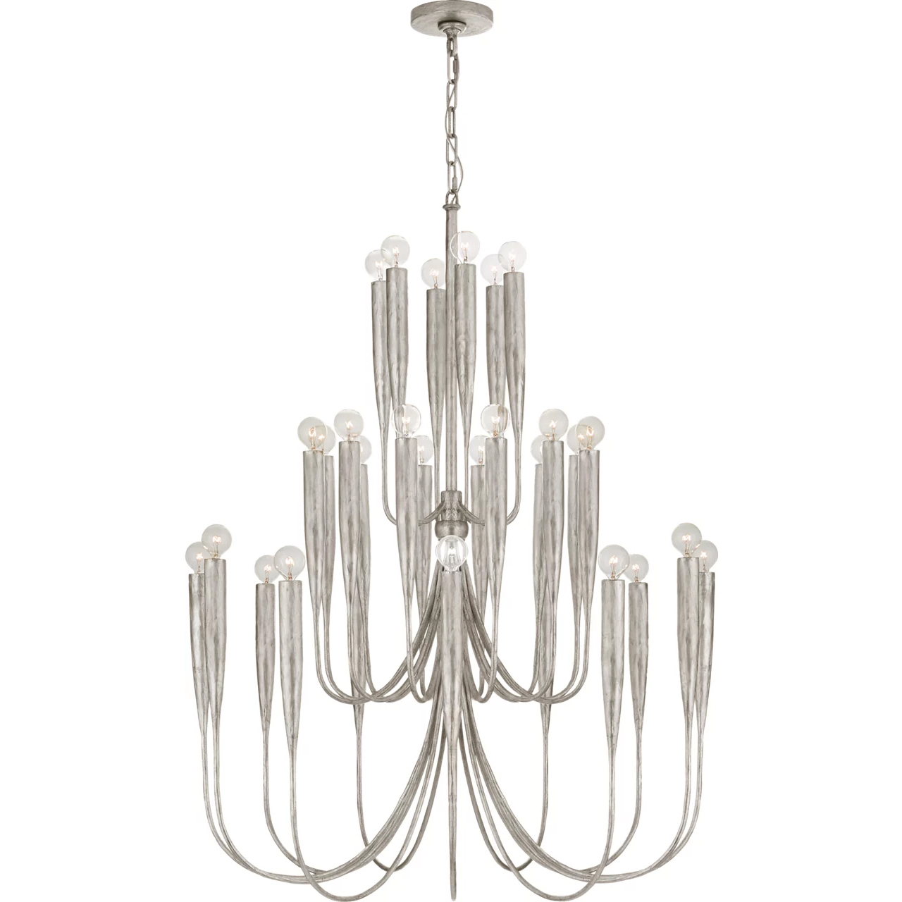 Julie Neill Acadia 30 Light 33 inch Burnished Silver Leaf Chandelier Ceiling Light, Large