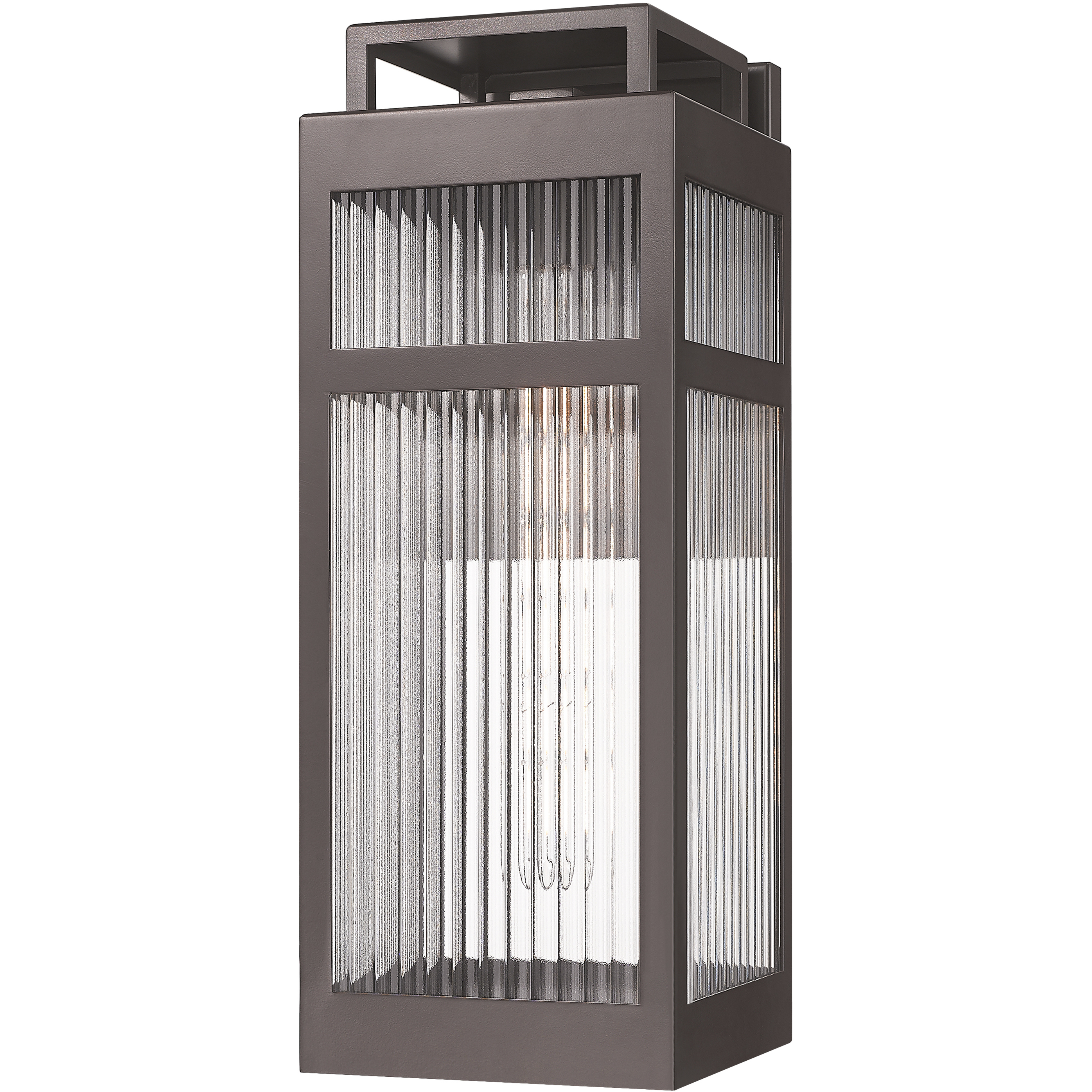Ridgeway 1 Light 17.88 inch Bronze Outdoor Sconce in Striped Clear Glass