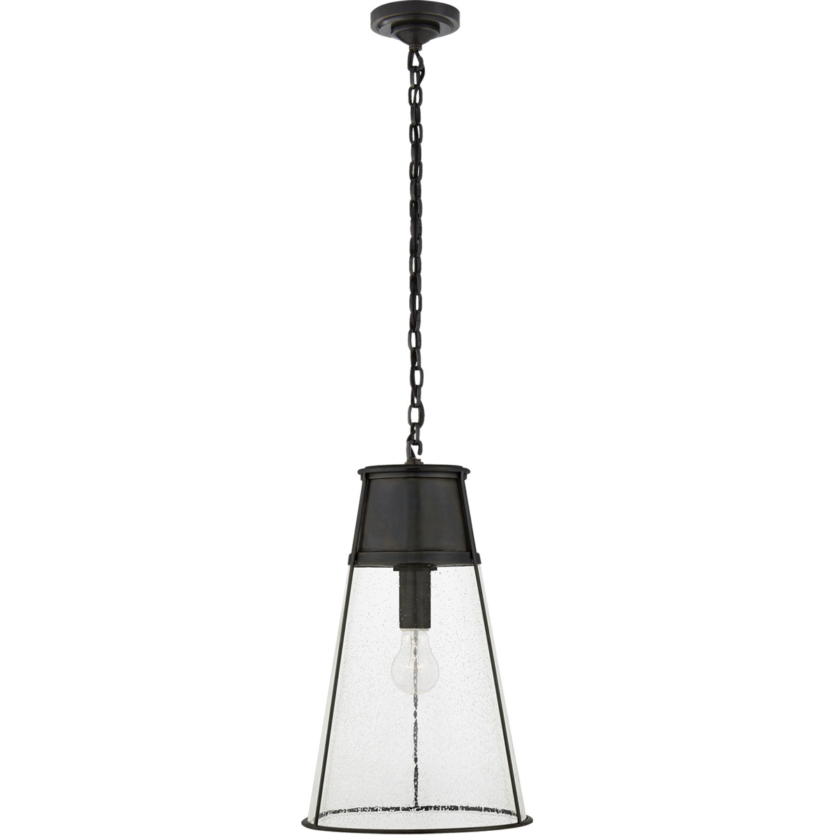 Thomas O'Brien Robinson 1 Light 11.75 inch Bronze Pendant Ceiling Light in Seeded Glass, Large