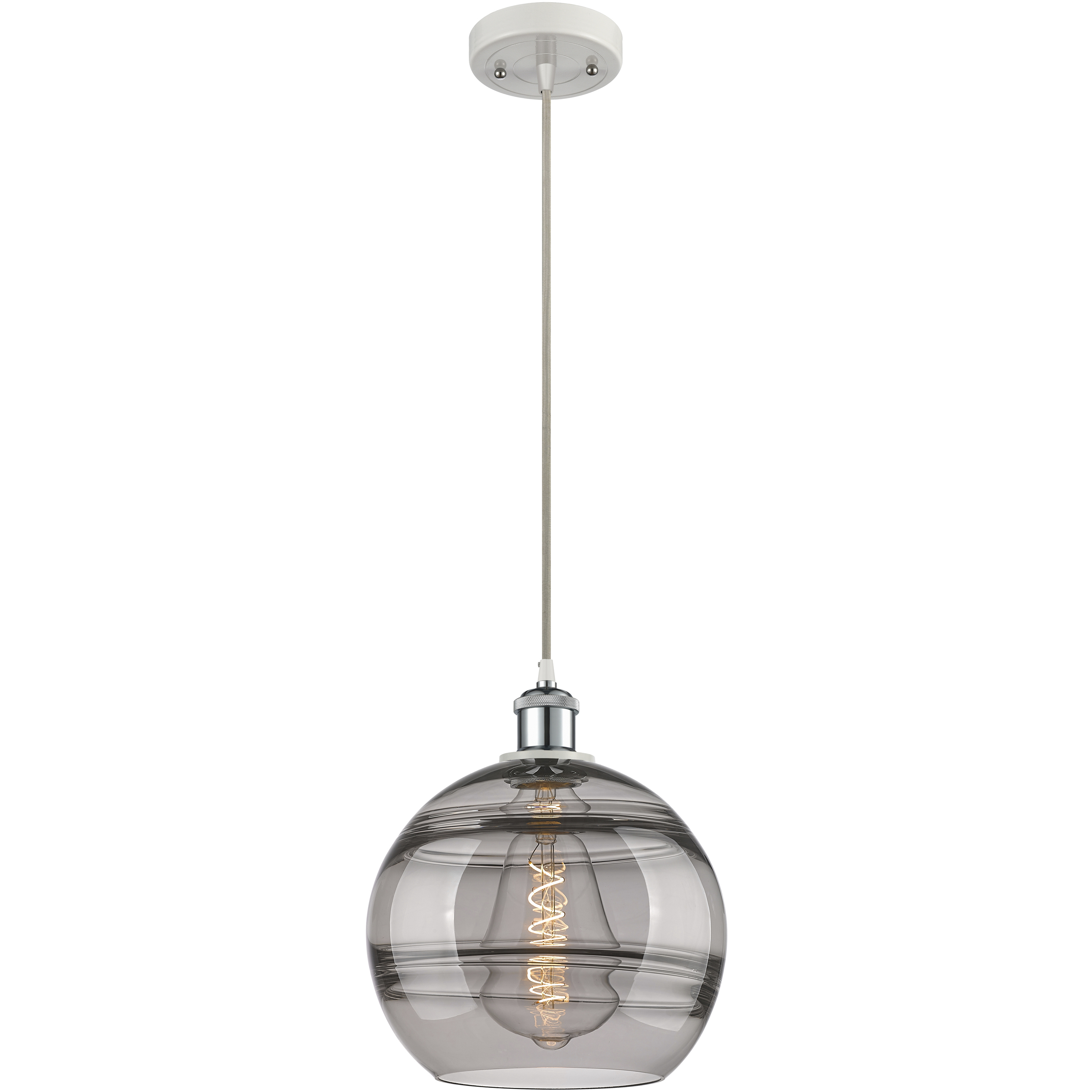 Ballston Rochester 1 Light 10 inch White Polished Chrome Cord Hung Mini Pendant Ceiling Light