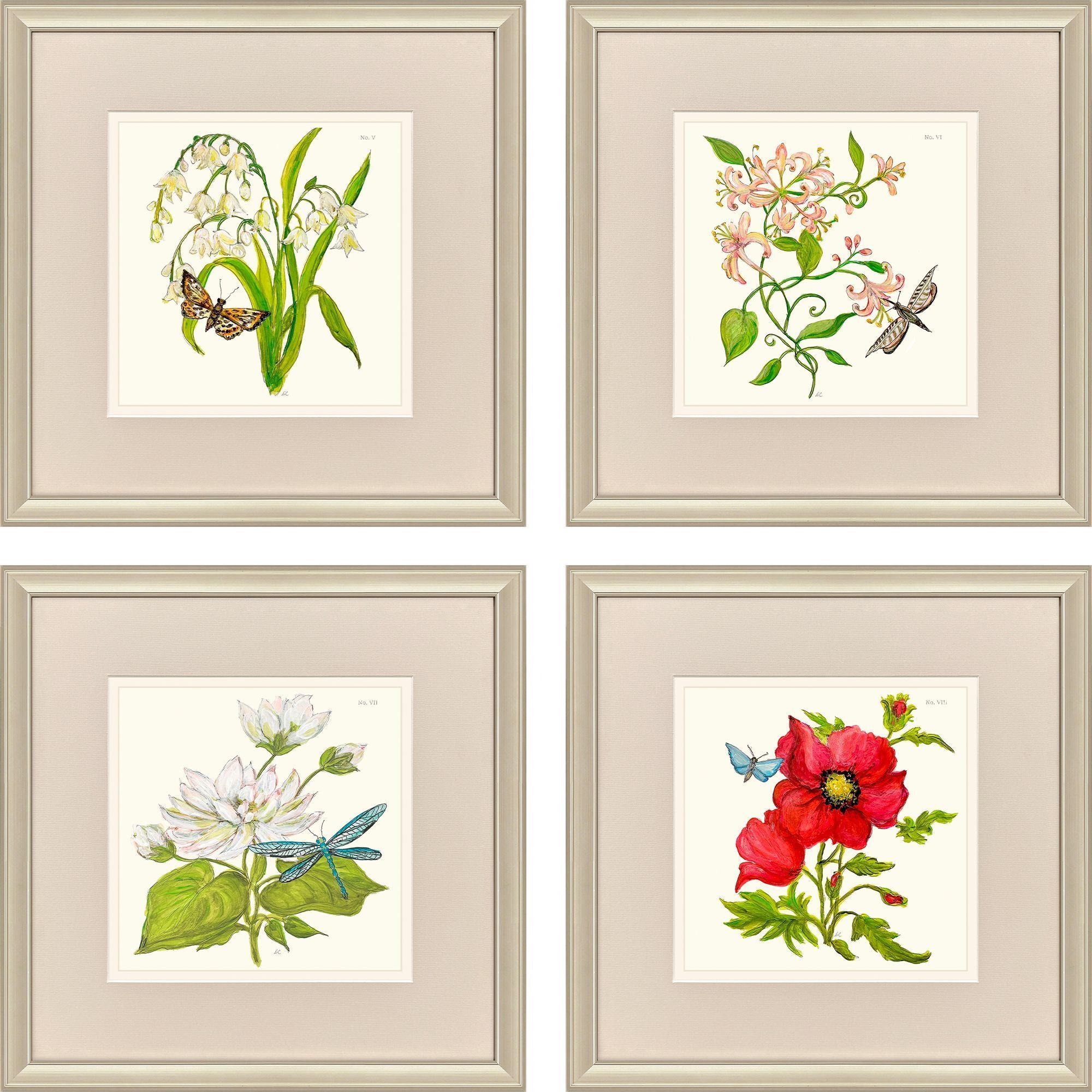 Fleur Melange Green and Red and Pink and Yellow Framed Art, Propac