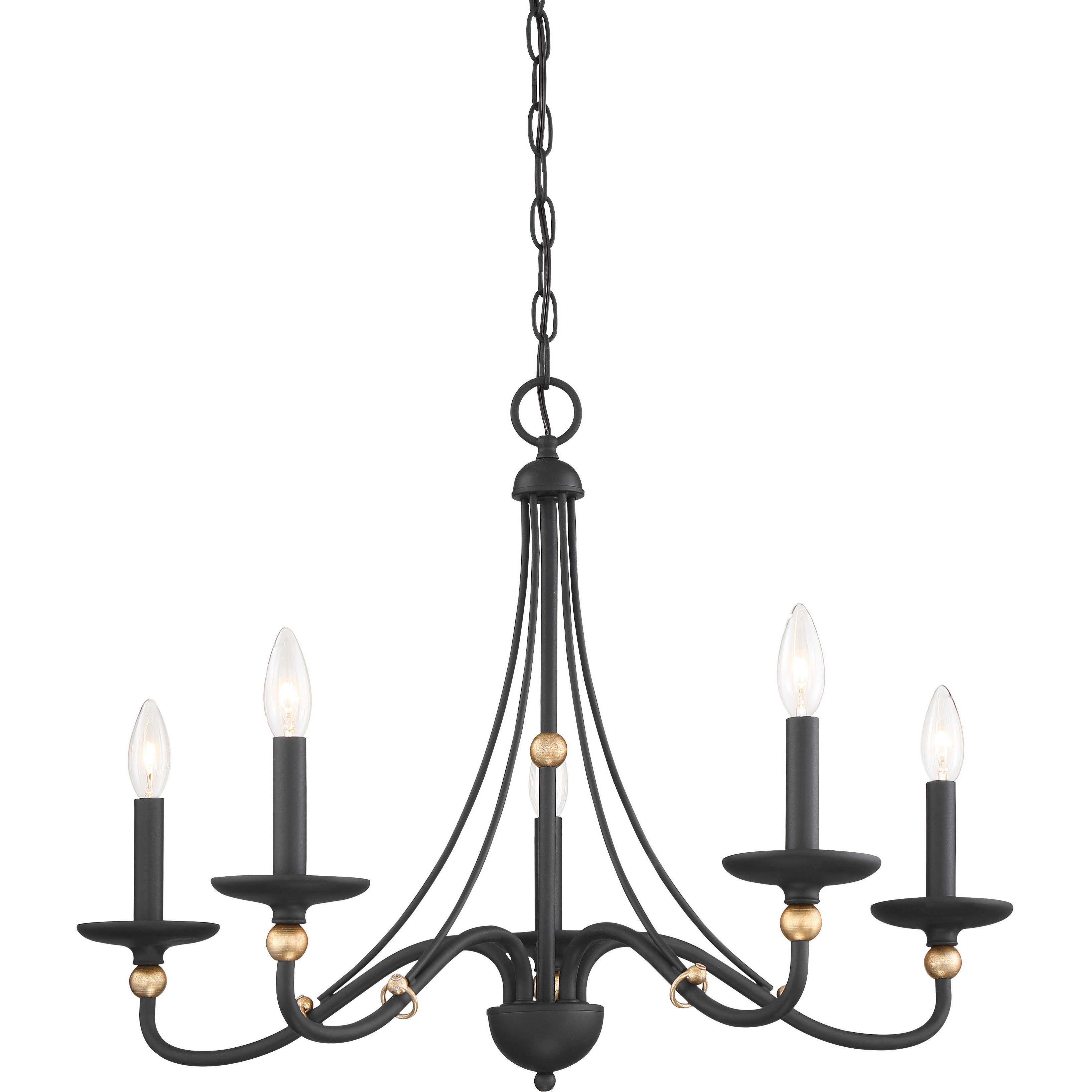 Westchester County 5 Light 28 inch Sand Coal/Skyline Gold Leaf Chandelier Ceiling Light