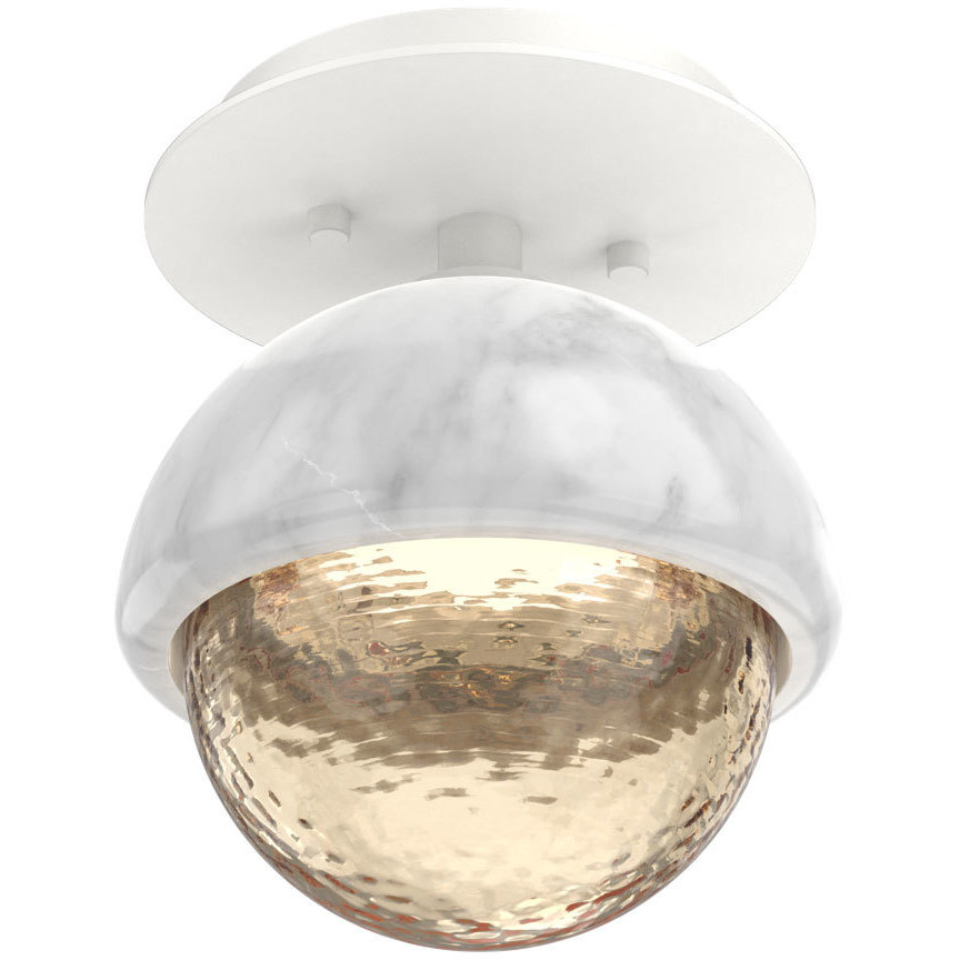 Cabochon Sconce & Flush Mount Wall Light in 3000K LED, Amber, Salt White with White Marble