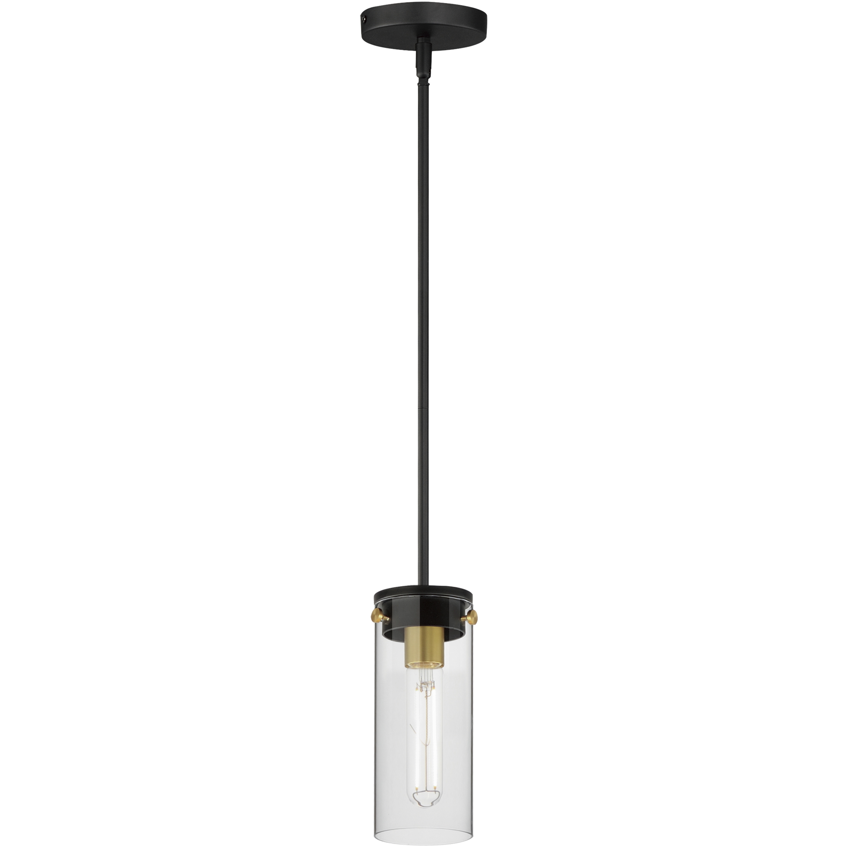 Pinn 1 Light 5 inch Black and Satin Brass Mini Pendant Ceiling Light