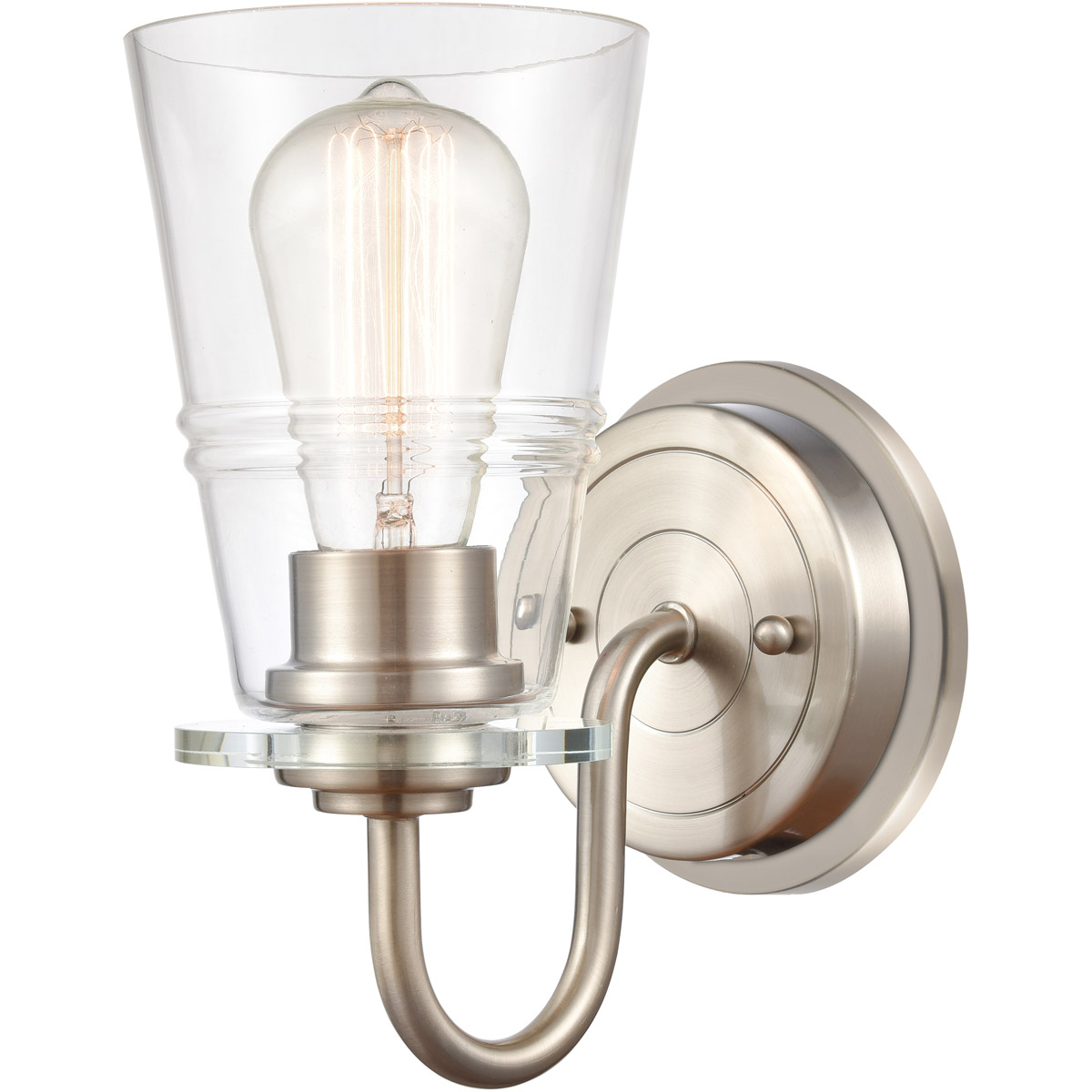 Scarlett LED 5 inch Satin Nickel Bath Vanity Light Wall Light in Clear Glass