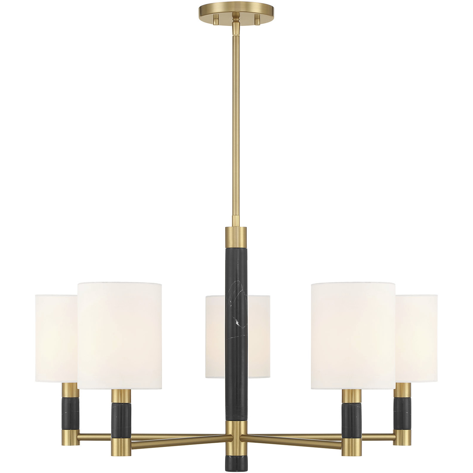 Conrad 5 Light 28 inch Warm Brass with Black Marble Chandelier Ceiling Light