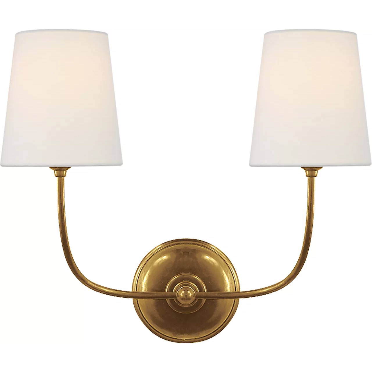 Thomas O'Brien Vendome 2 Light 18 inch Hand-Rubbed Antique Brass Double Sconce Wall Light in Linen