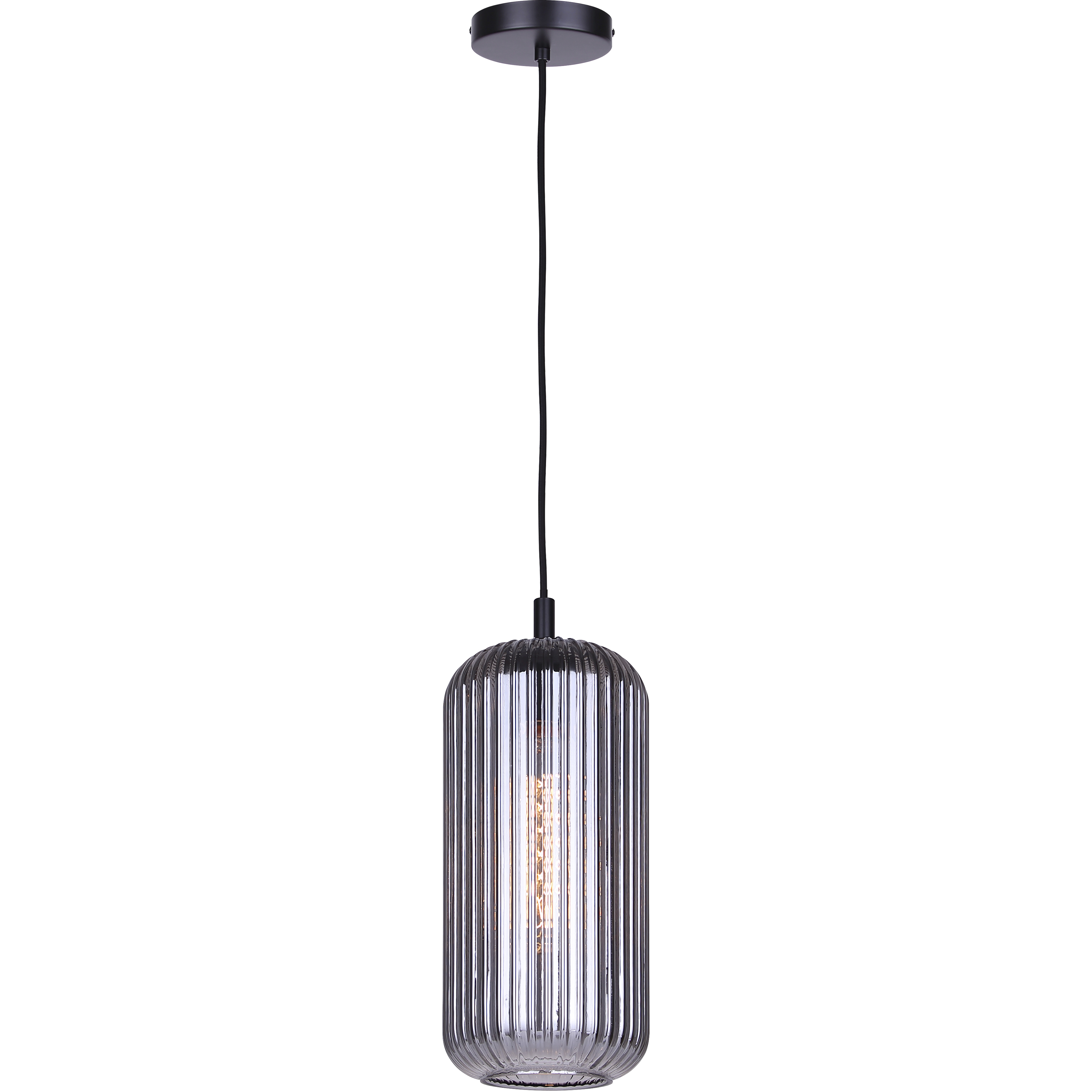 Malek 1 Light 5.88 inch Matte Black Corded Pendant Ceiling Light in Smoked Ribbed Glass