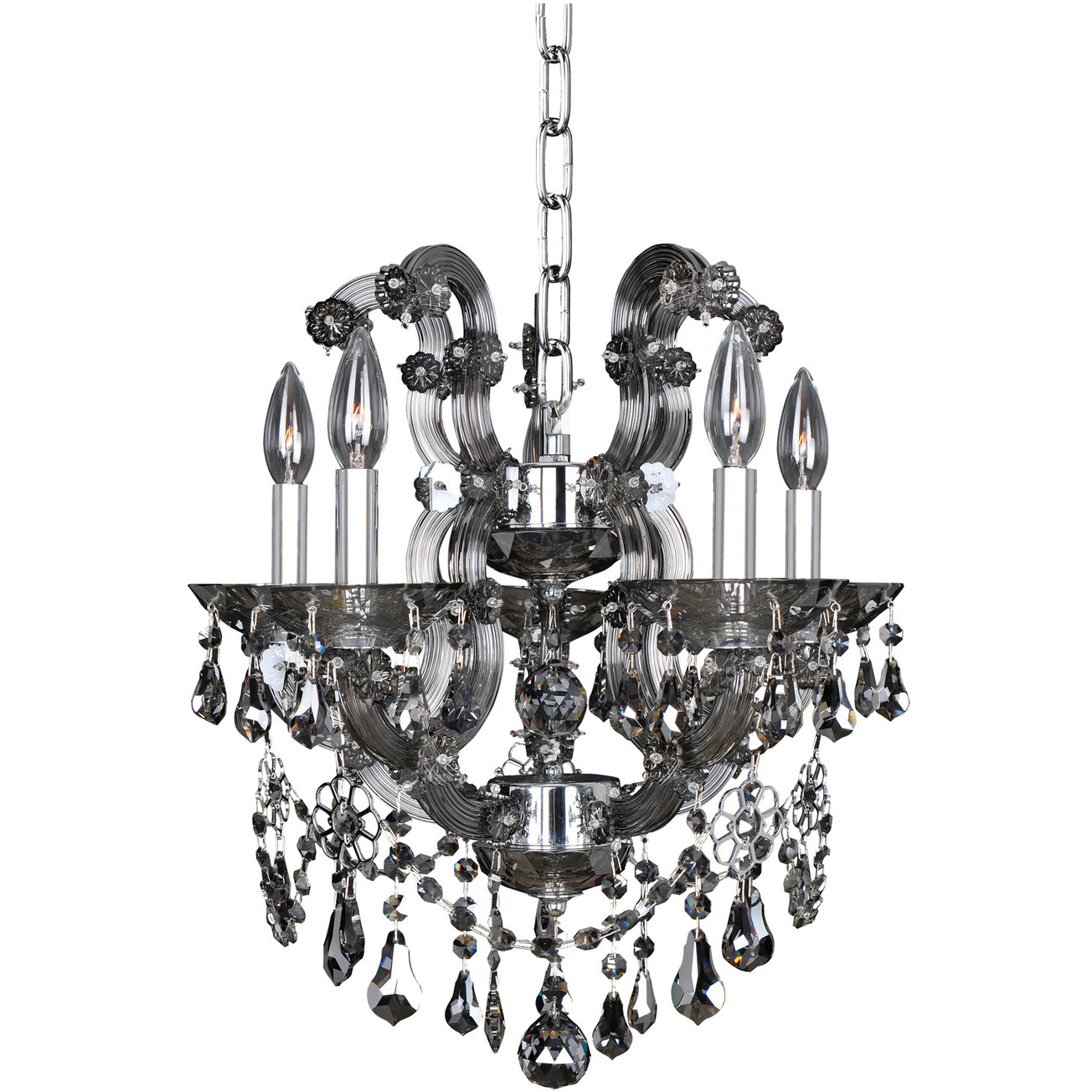 Brahms 5 Light 16 inch Chrome Chandelier Ceiling Light in Firenze Clear