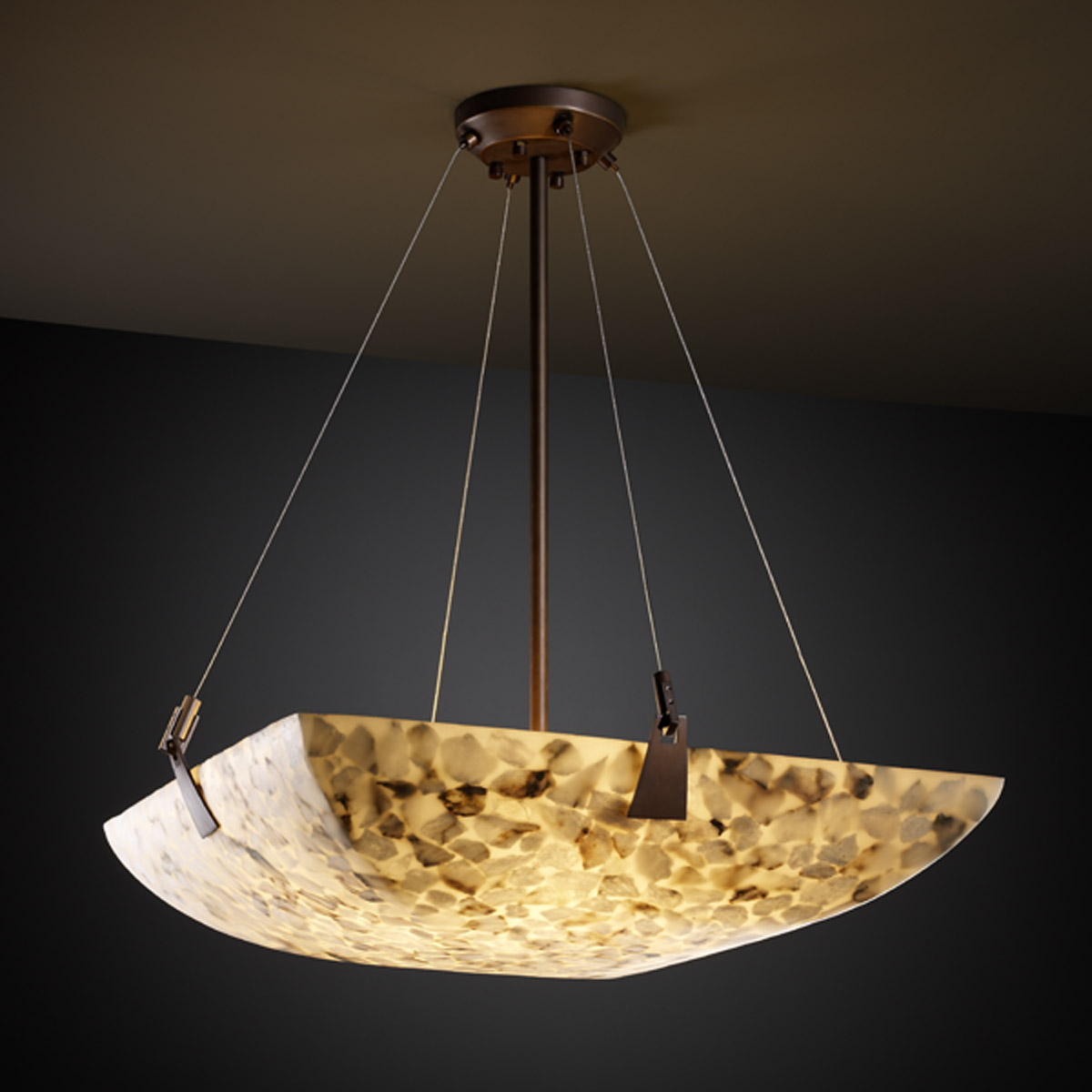 Alabaster Rocks 8 Light 51 inch Dark Bronze Pendant Bowl Ceiling Light