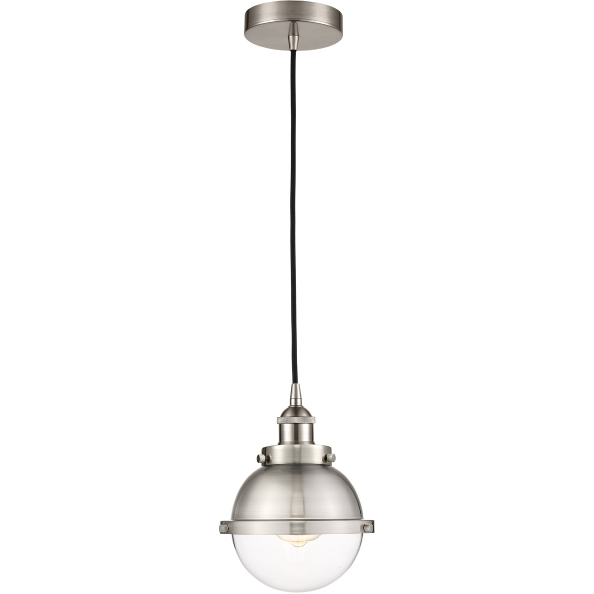 Edison Hampden 1 Light 7.25 inch Brushed Satin Nickel Mini Pendant Ceiling Light in Clear Glass