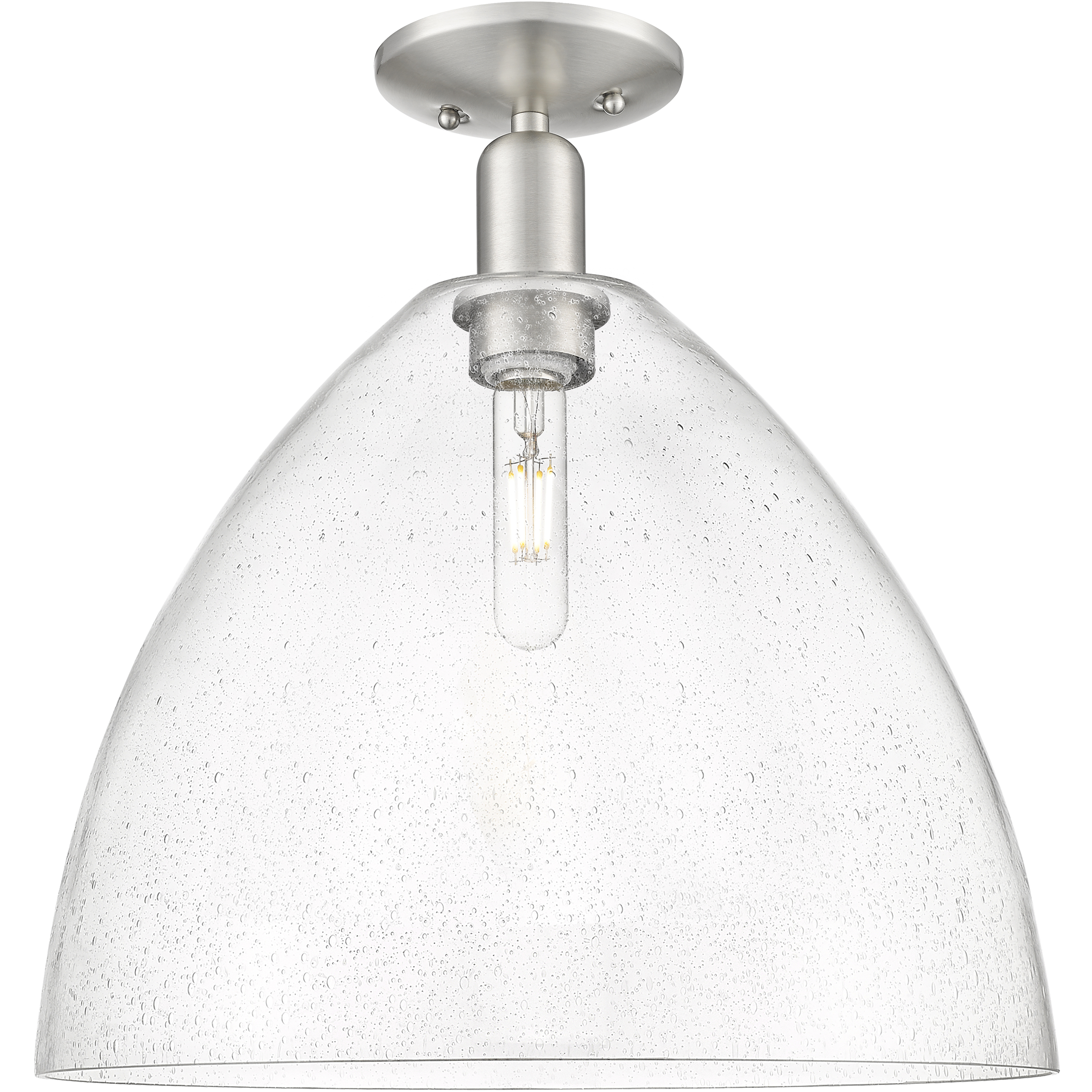 Arcadia Bristol 1 Light 16 inch Brushed Satin Nickel Semi-Flush Mount Ceiling Light in Seedy