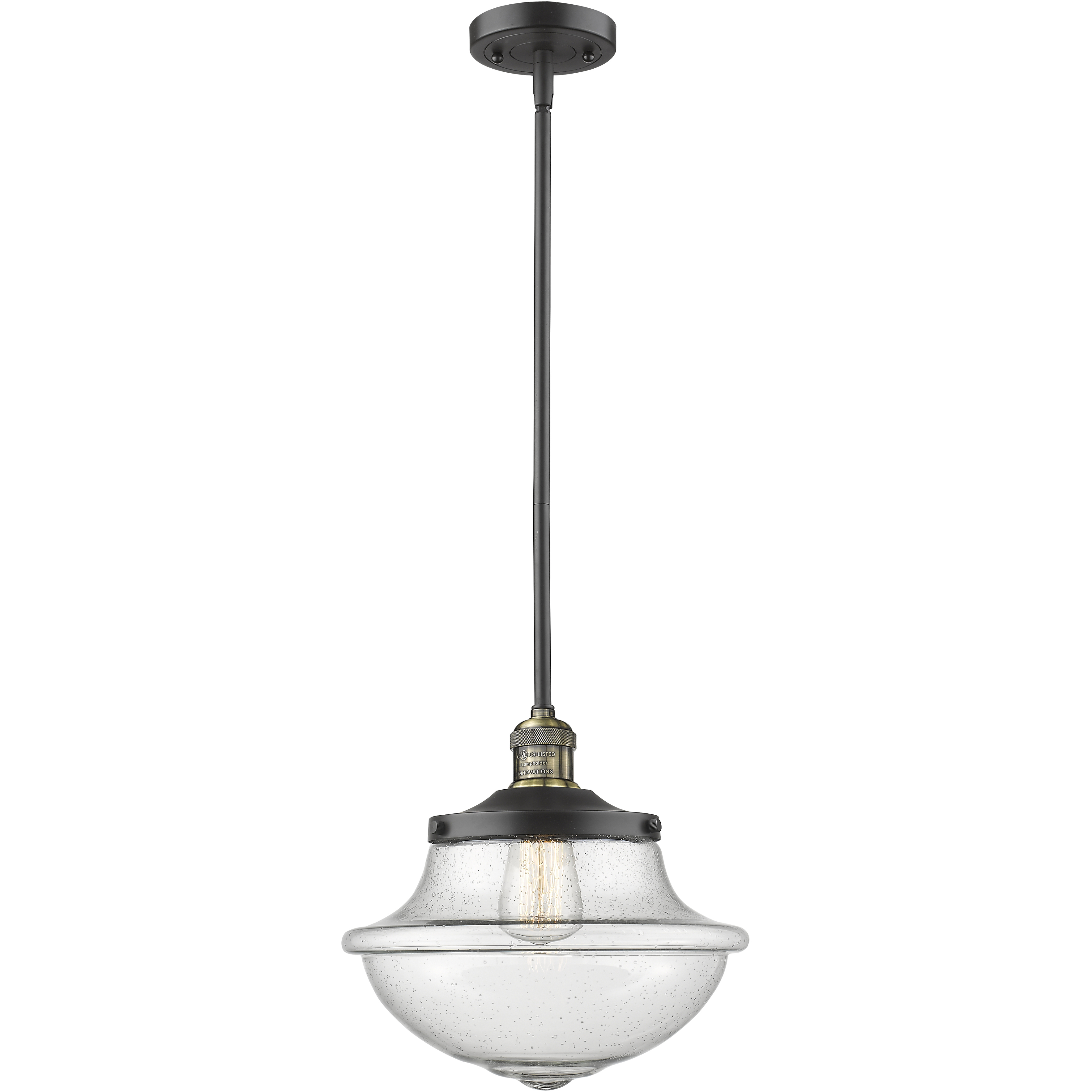 Franklin Restoration Oxford 1 Light 12 inch Black Antique Brass Mini Pendant Ceiling Light in Incandescent, Seedy, Franklin Restoration