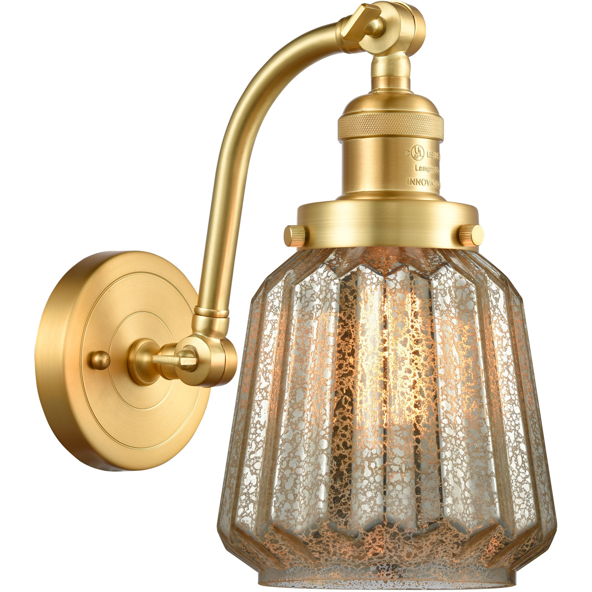 Franklin Restoration Chatham 1 Light 6 inch Satin Gold Sconce Wall Light in Mercury Glass, Franklin Restoration