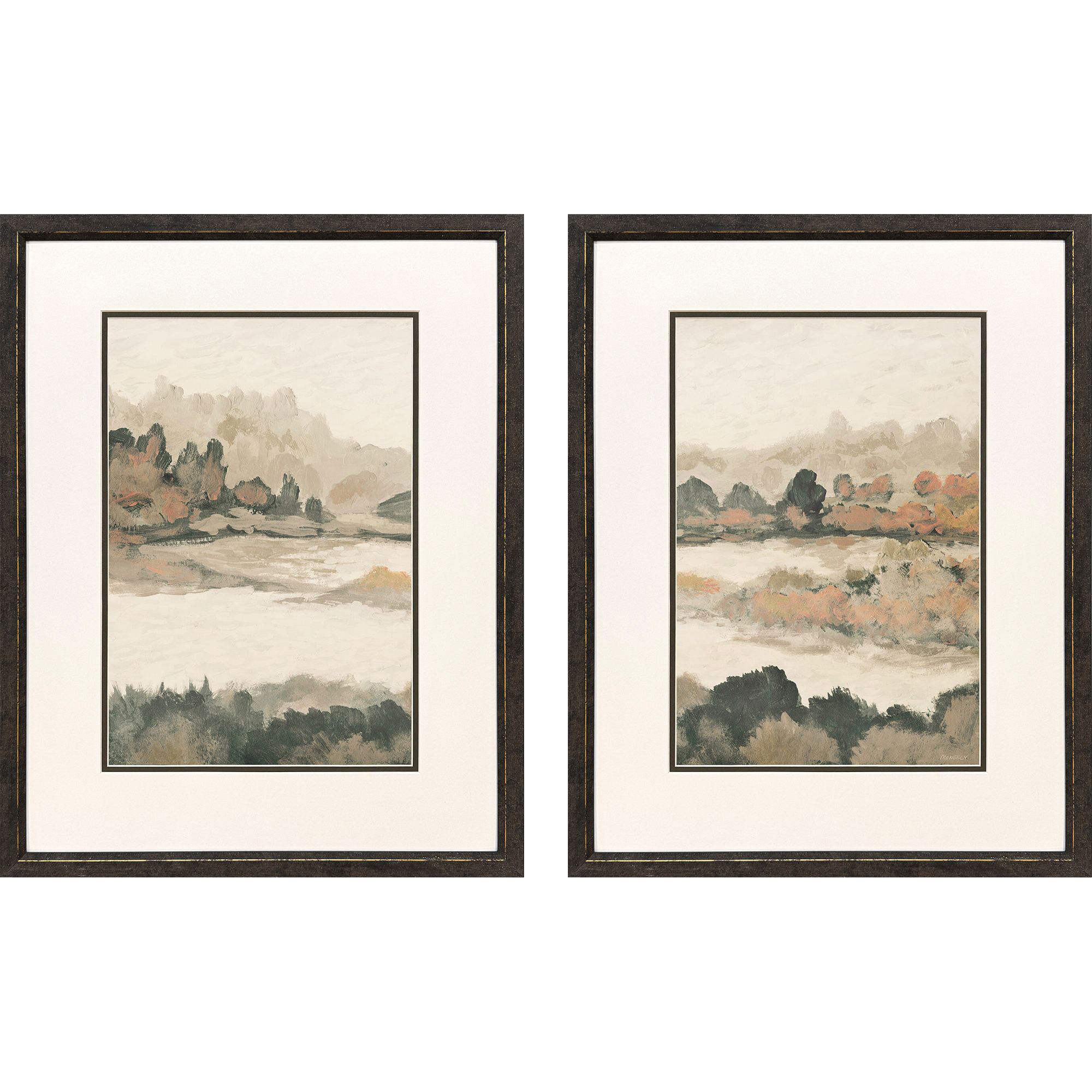 Winding River Green and Brown and Rust and Gray Framed Art, Propac