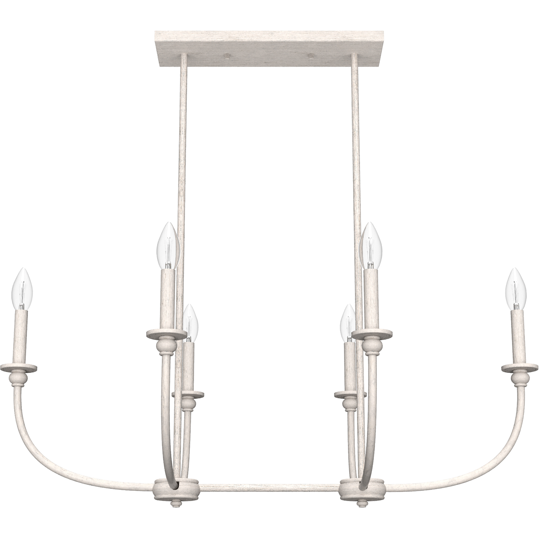 Southcrest 6 Light 36 inch Distressed White Linear Chandelier Ceiling Light