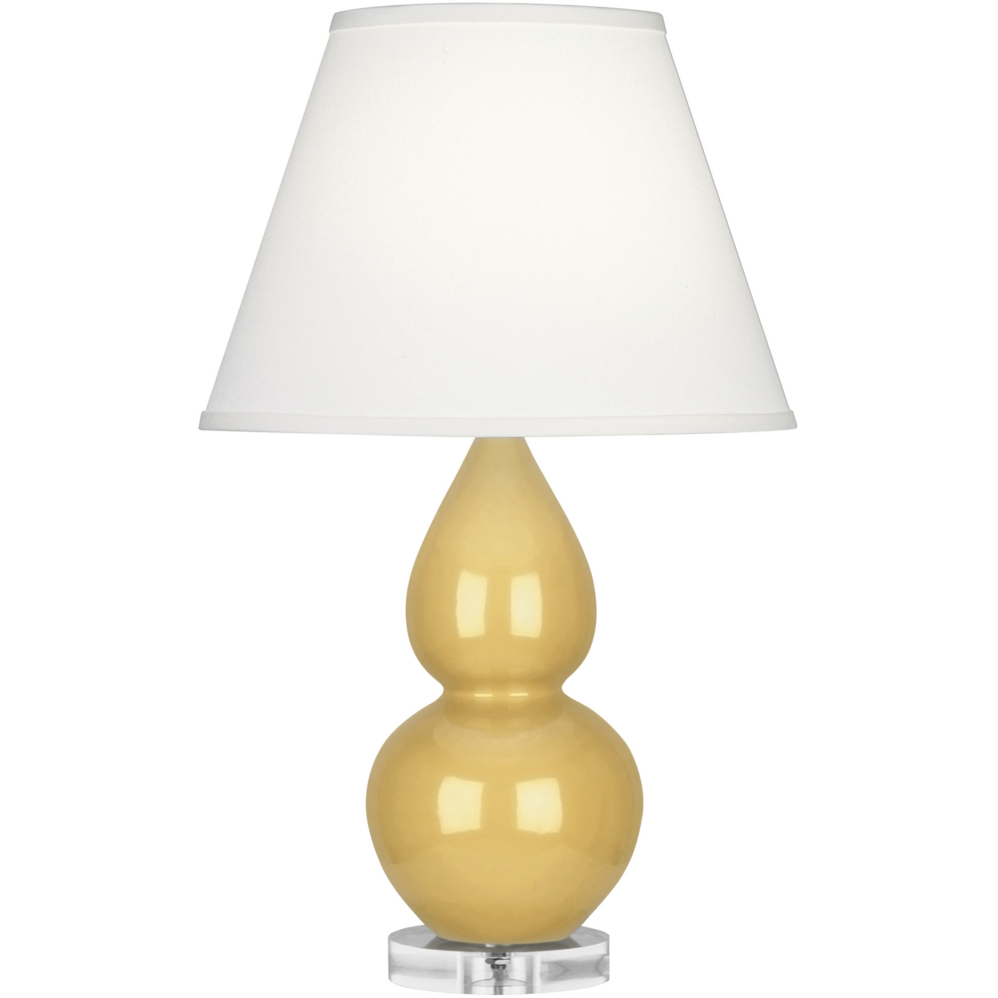 Small Double Gourd 22 inch 150 watt Sunset Yellow Glazed Ceramic with Lucite Base Accent Lamp Portable Light in Pearl Dupioni