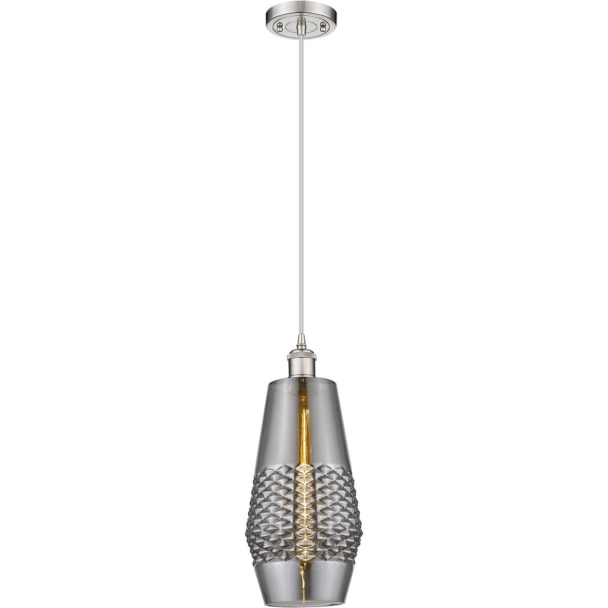 Ballston Windham LED 7 inch Brushed Satin Nickel Mini Pendant Ceiling Light in Plated Smoke Glass