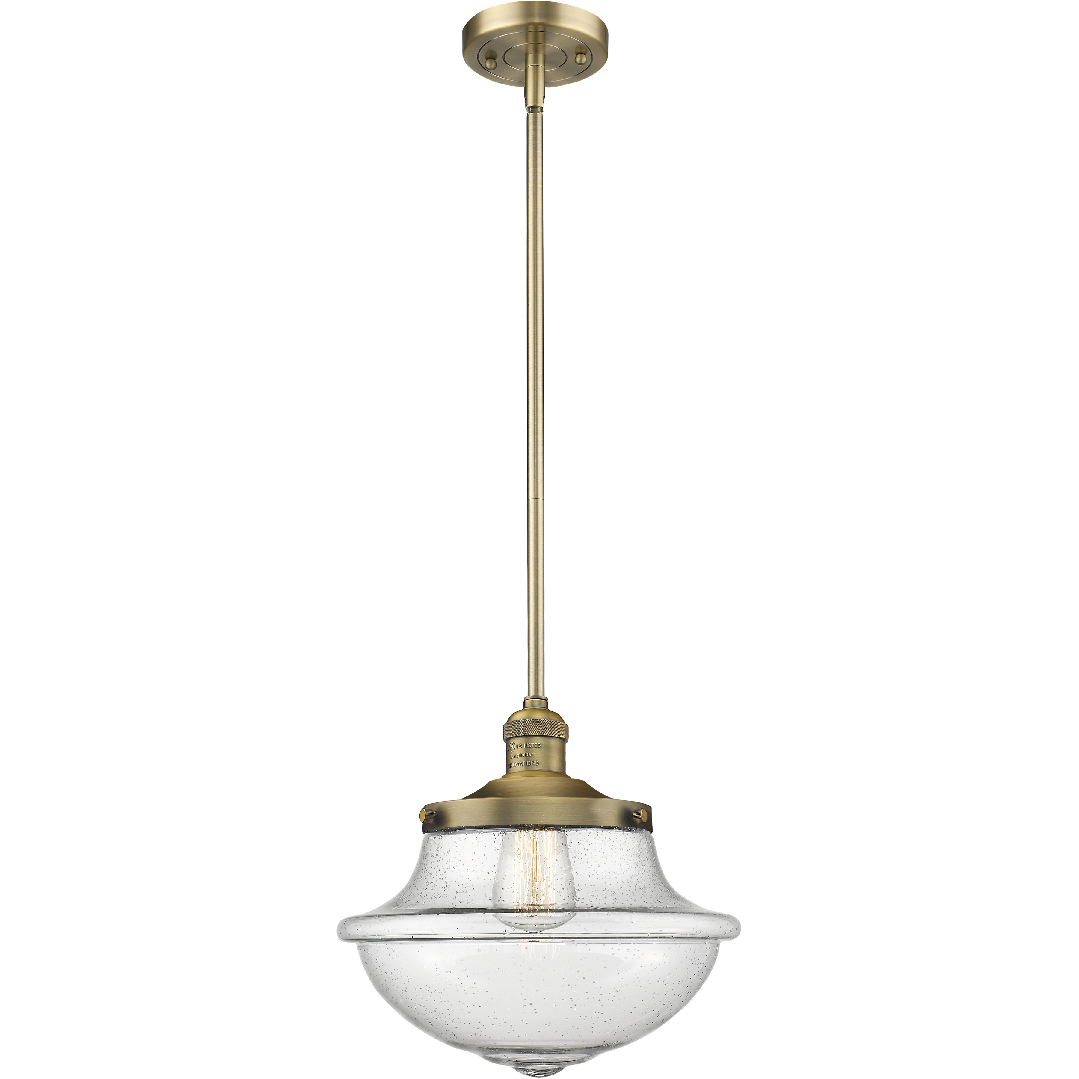 Franklin Restoration Oxford 1 Light 12 inch Brushed Brass Mini Pendant Ceiling Light in Incandescent, Seedy, Franklin Restoration