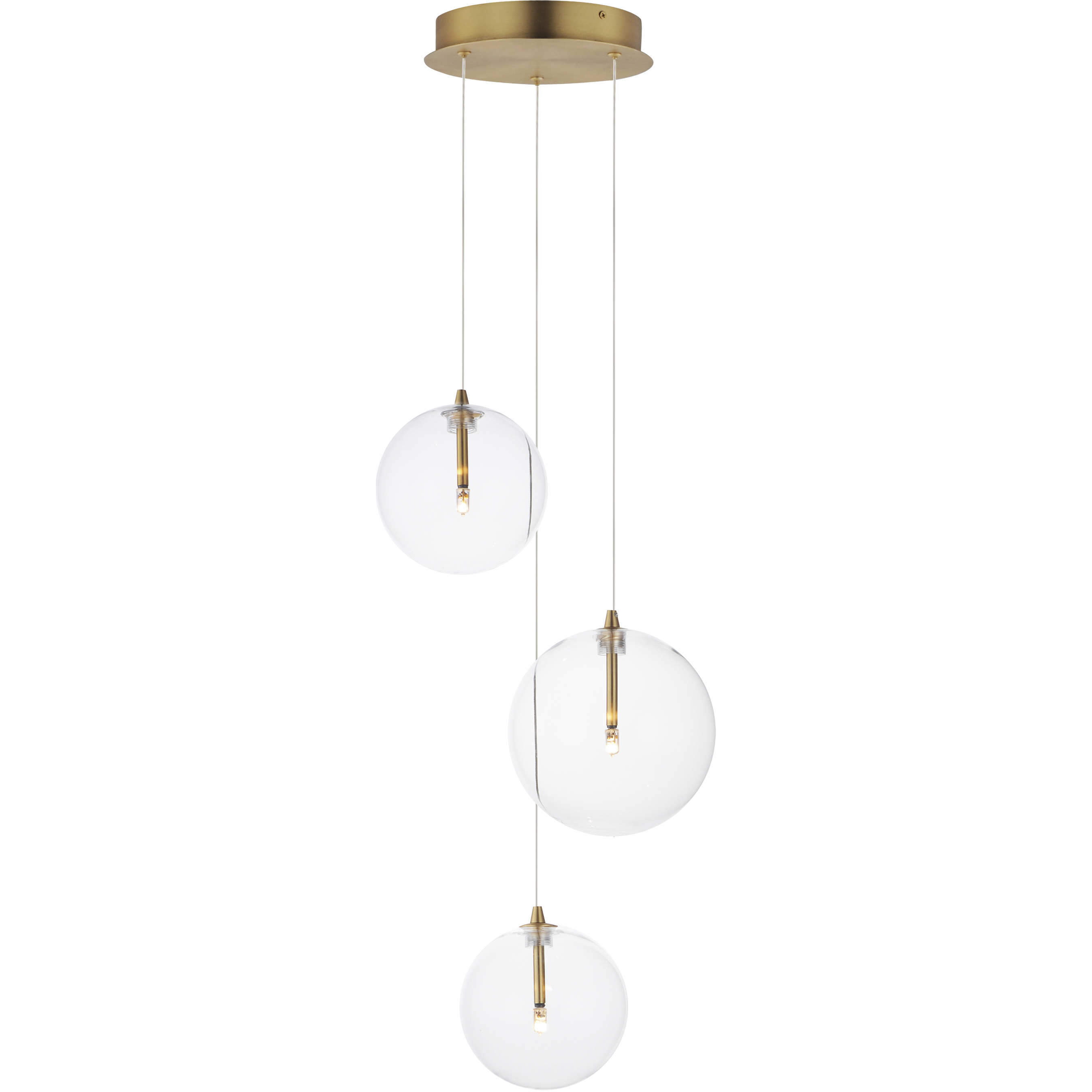 Global LED 11.5 inch Natural Aged Brass Multi-Light Pendant Ceiling Light