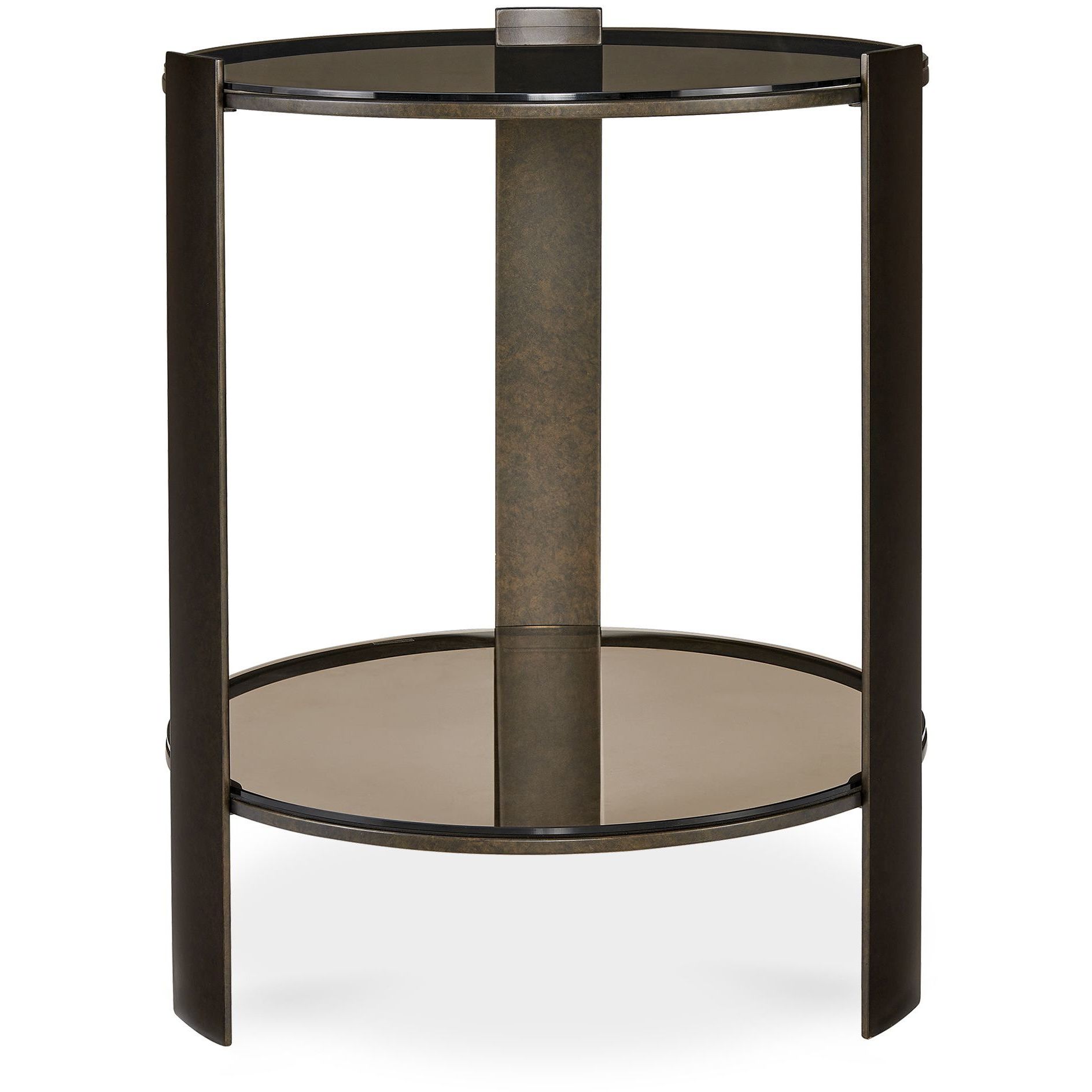 Hanson 24.5 X 20 inch Bronze and Amber Glass Side Table
