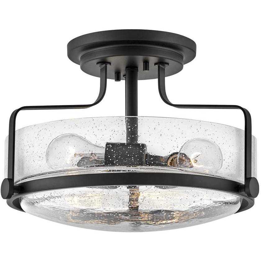 Harper 3 Light 14.5 inch Black Indoor Semi-Flush Mount Ceiling Light in Clear Seedy