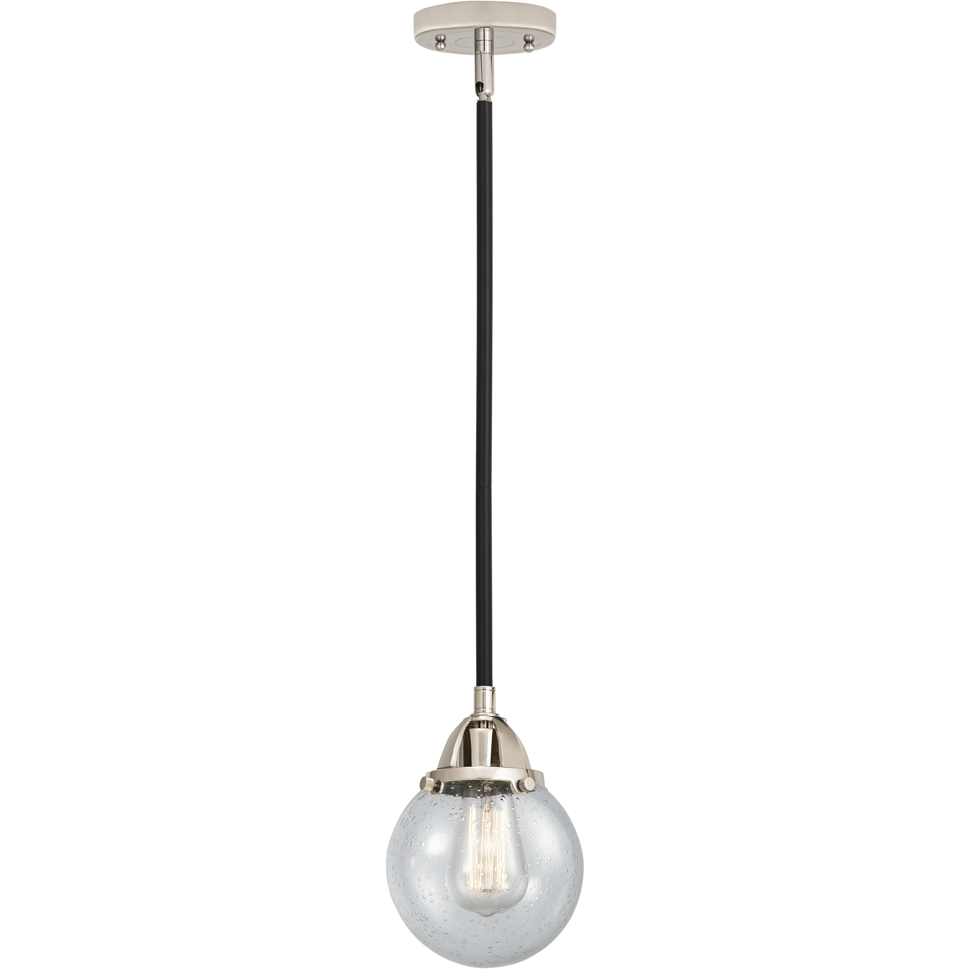 Nouveau 2 Beacon 1 Light 6 inch Black Polished Nickel Mini Pendant Ceiling Light in Incandescent, Seedy