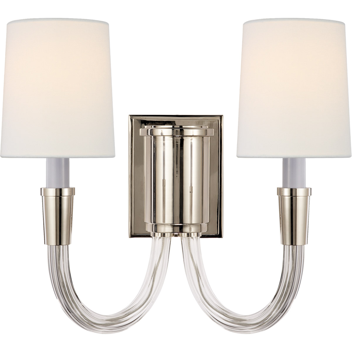Thomas O'Brien Vivian 2 Light 13.5 inch Polished Nickel Double Sconce Wall Light in Linen