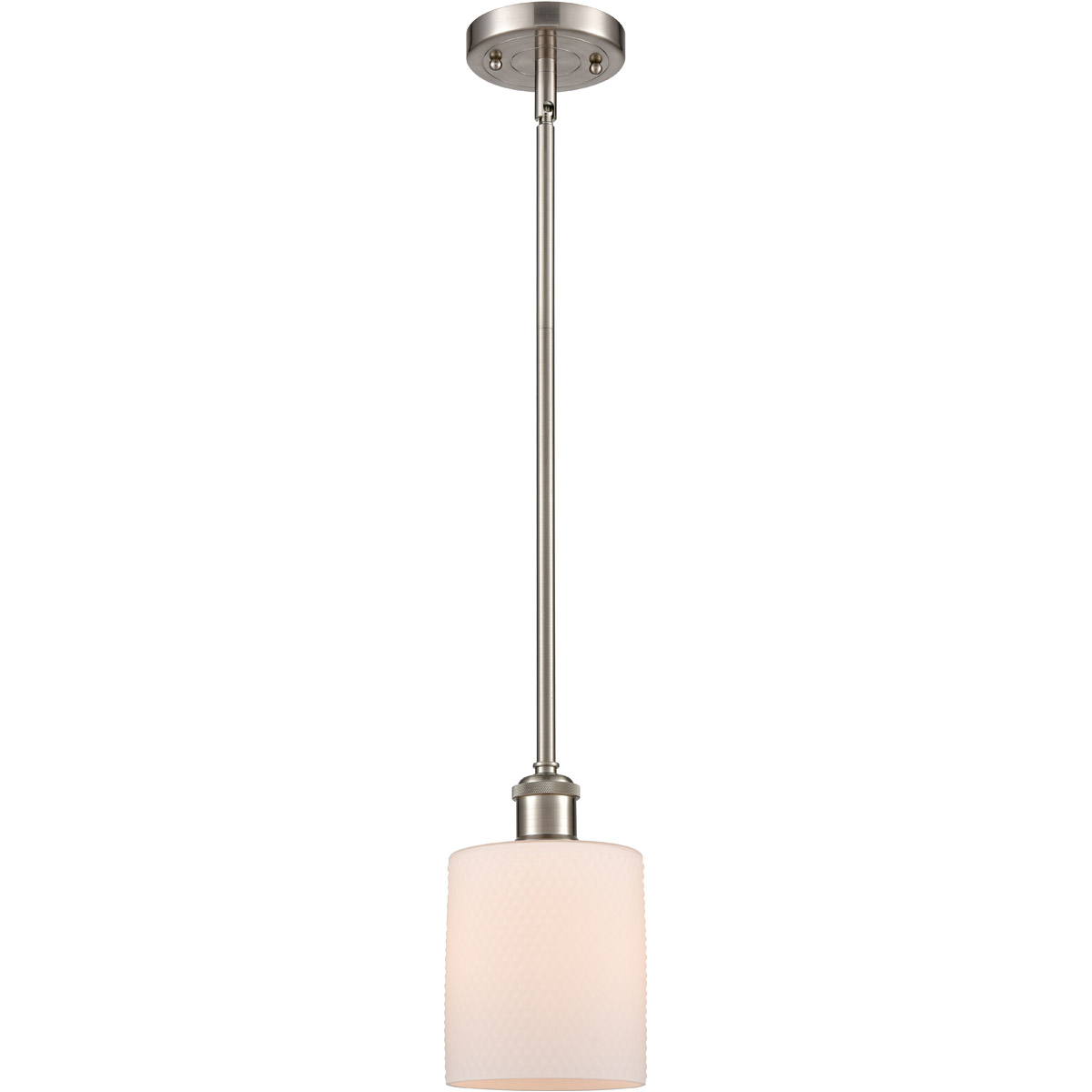 Ballston Cobbleskill LED 5 inch Brushed Satin Nickel Pendant Ceiling Light in Matte White Glass, Ballston