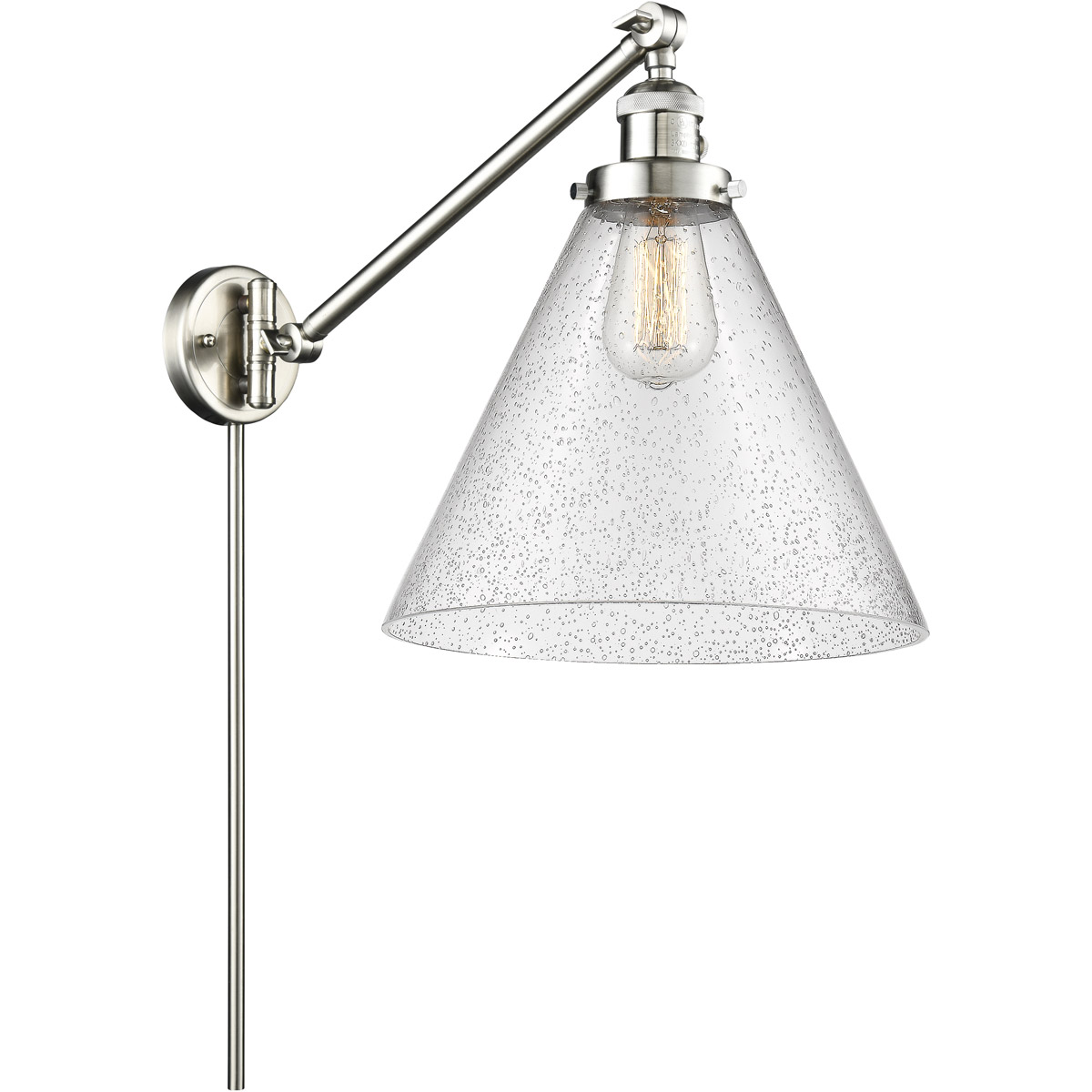 X-Large Cone 16 inch 60.00 watt Satin Nickel Swing Arm Wall Light, Franklin Restoration