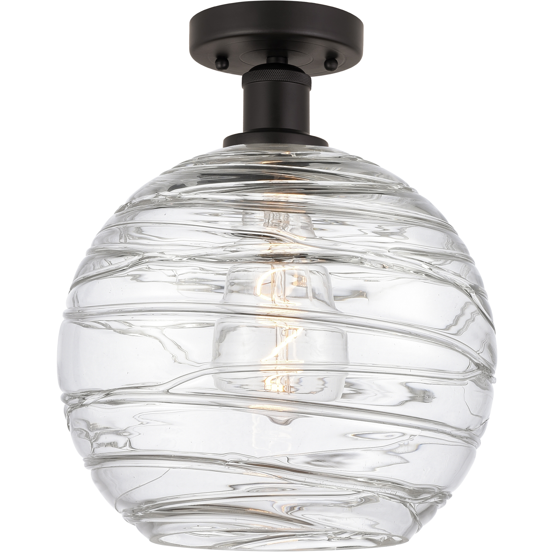 Edison Athens Deco Swirl 1 Light 10 inch Oil Rubbed Bronze Semi-Flush Mount Ceiling Light