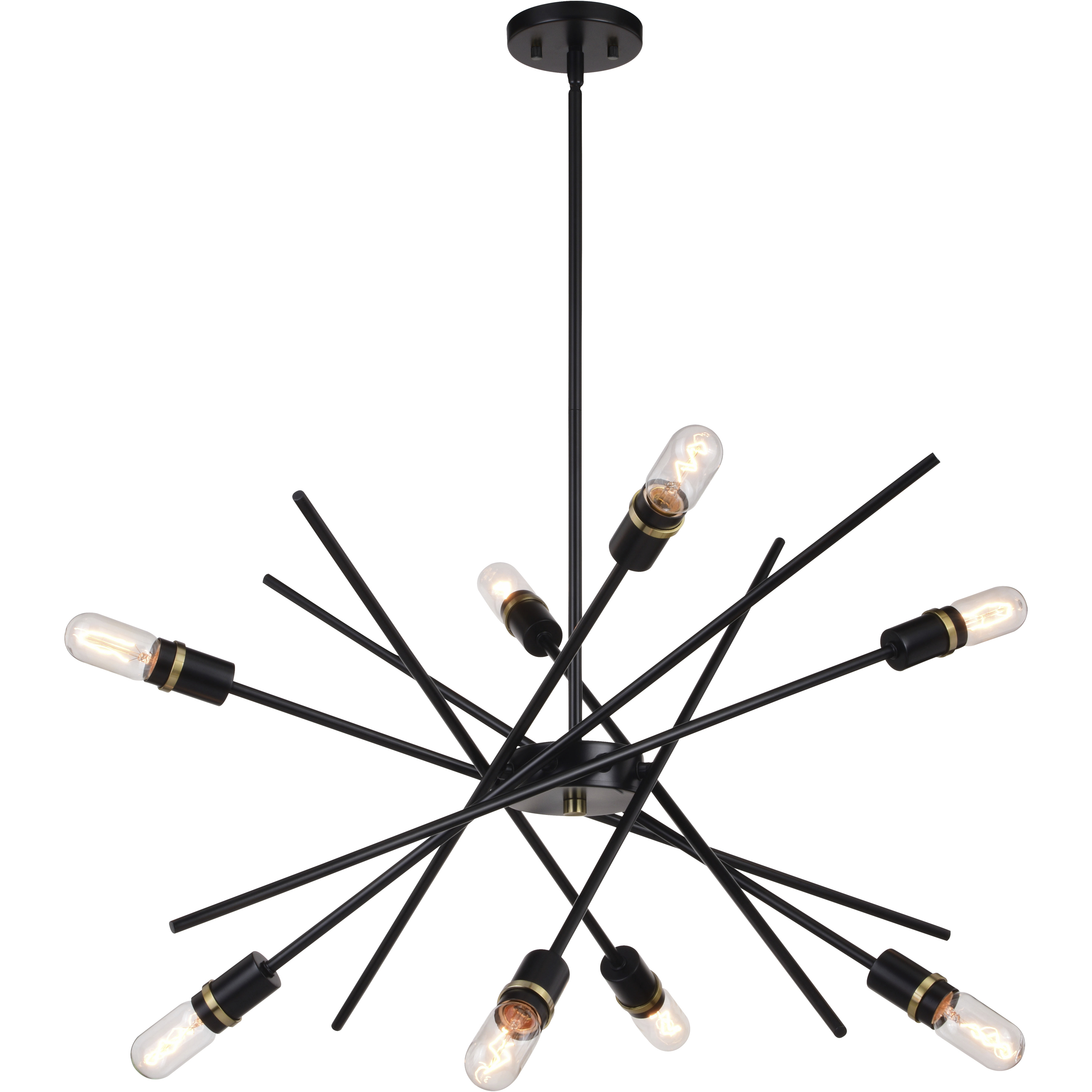 Halsted 8 Light 29.25 inch Black and Satin Brass Pendant Ceiling Light