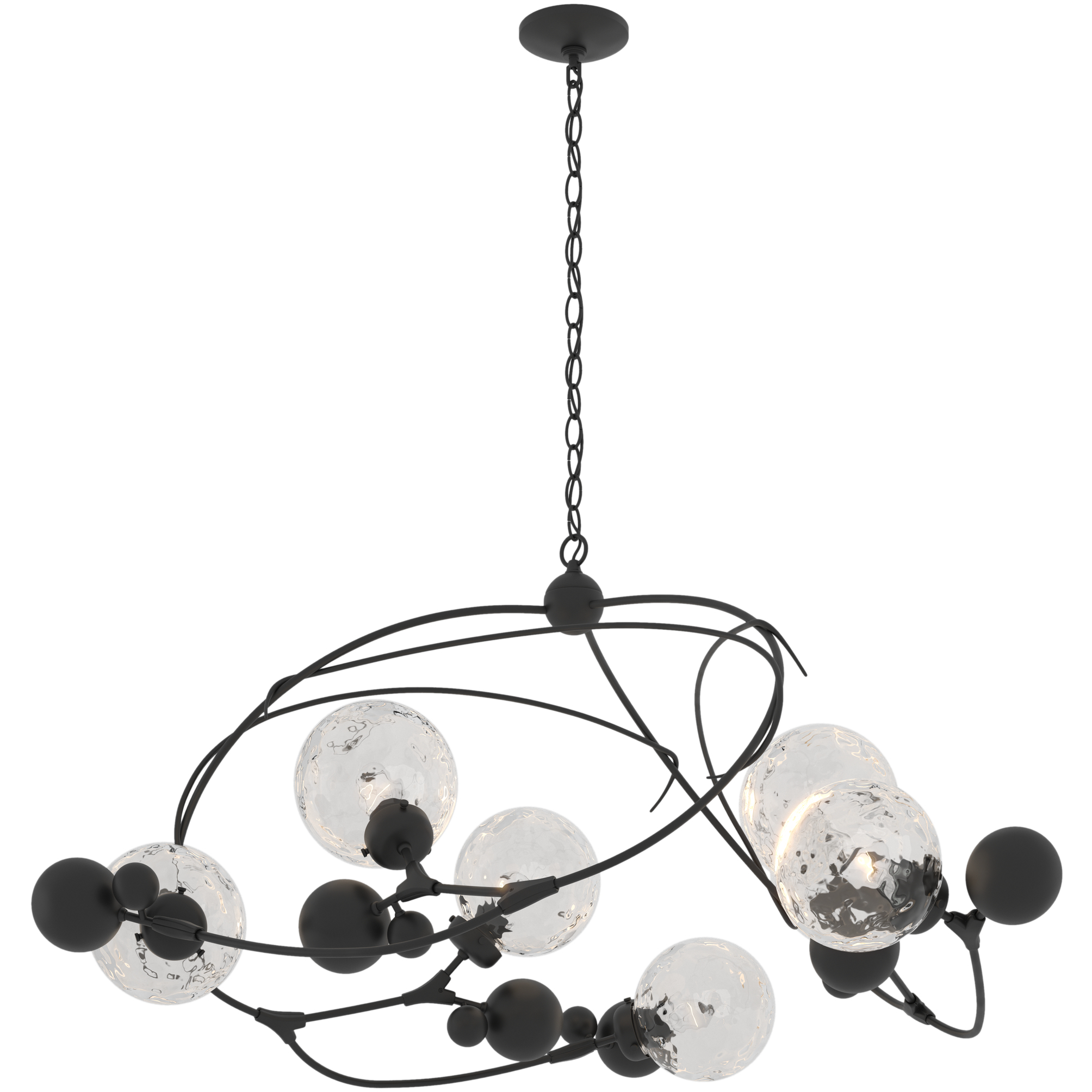 Sprig 6 Light 49.1 inch Black Pendant Ceiling Light in Water, Circular