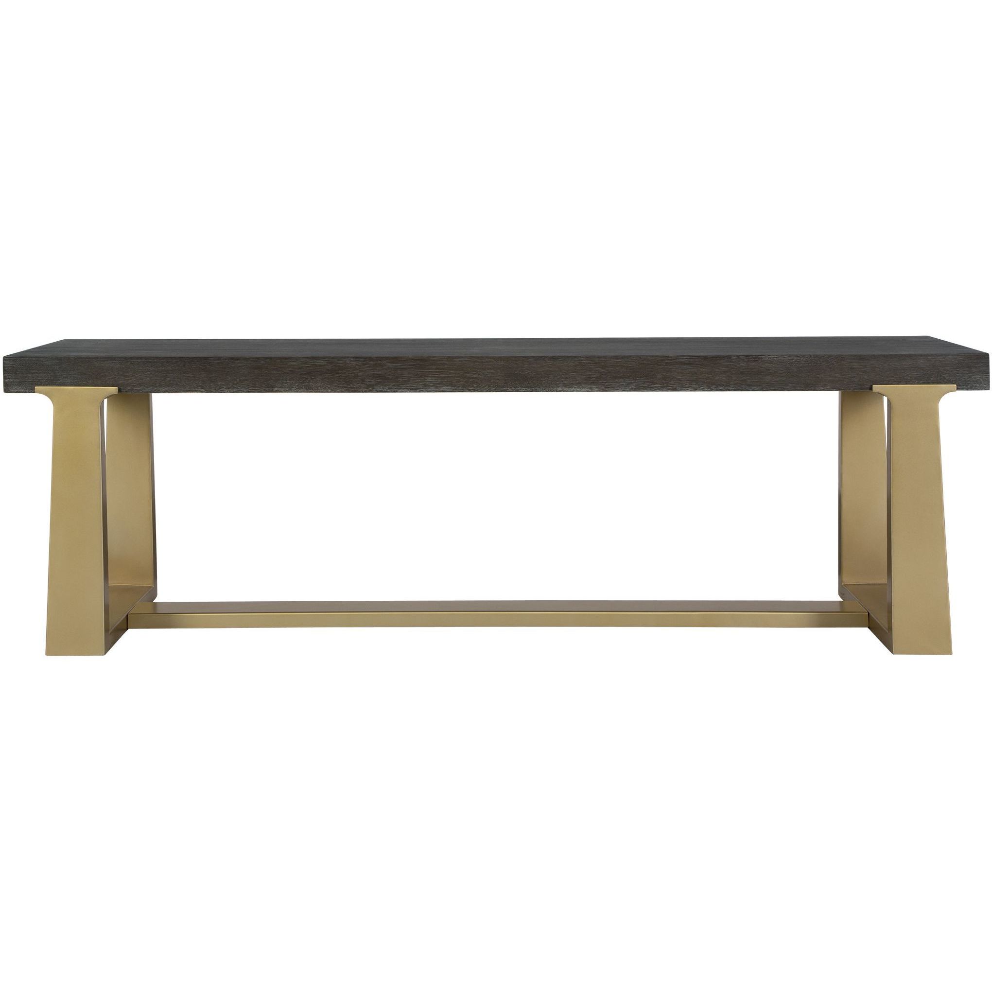 Voyage Warm Brushed Brass and Gray Glazed Walnut Bench