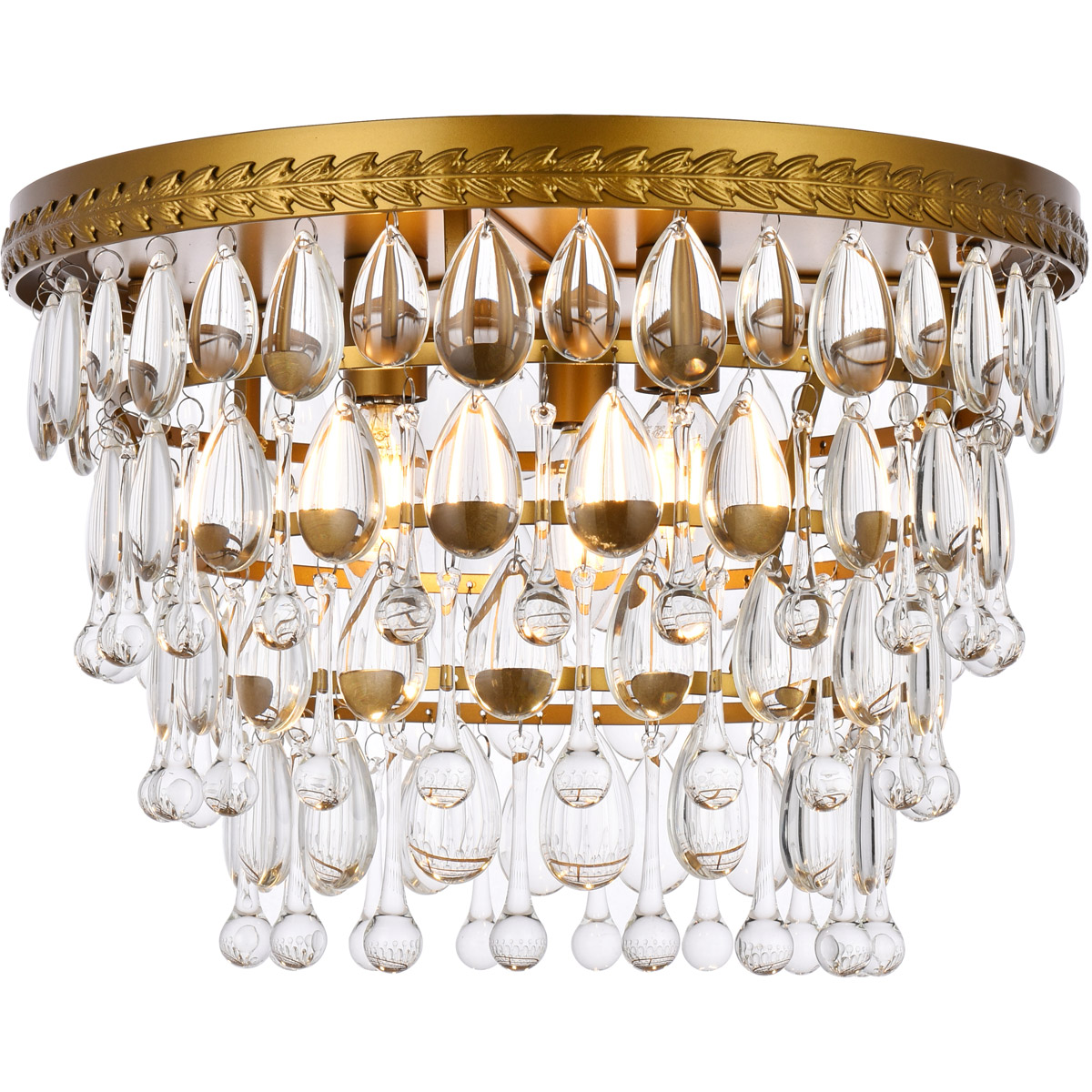 Nordic 3 Light 15 inch Brass Flush Mount Ceiling Light