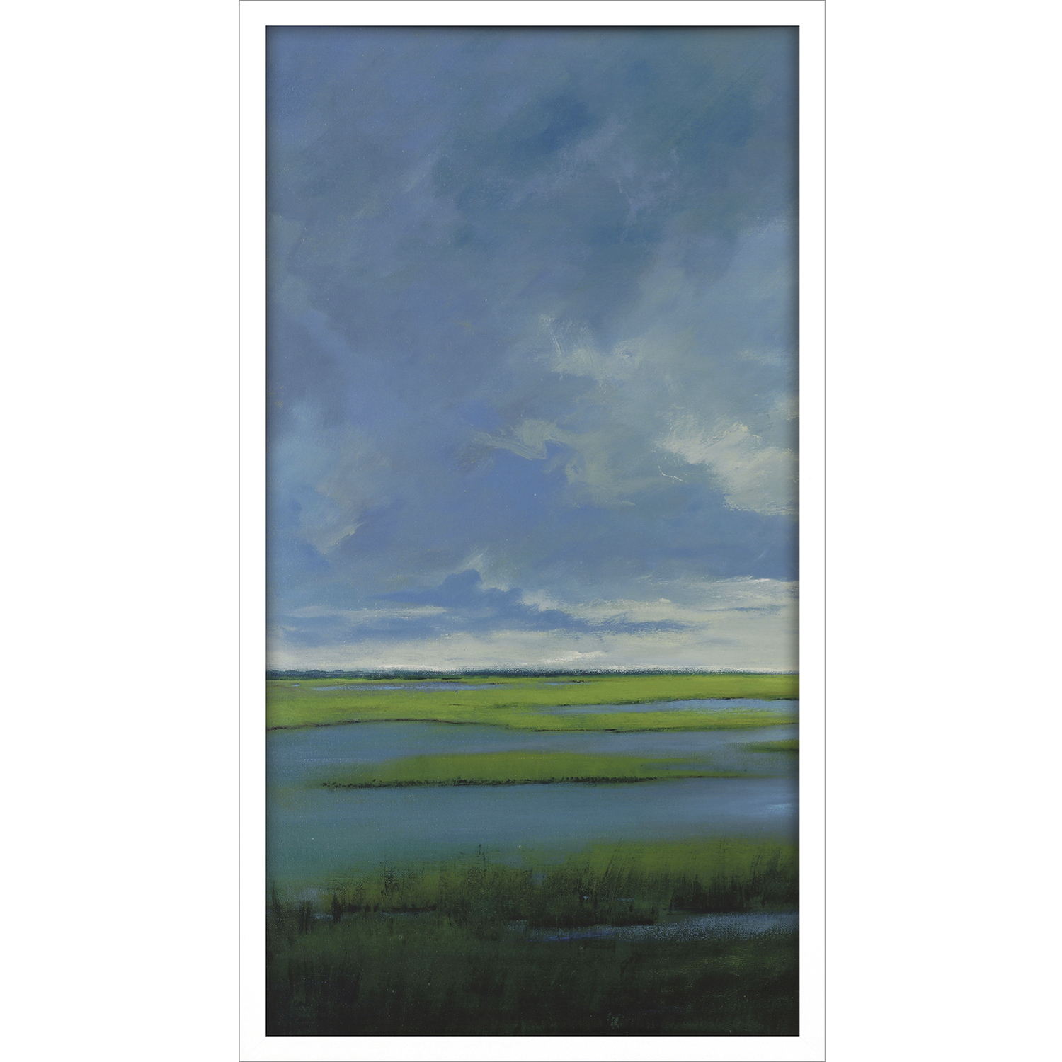 Wetland Blue and Green and White Framed Art
