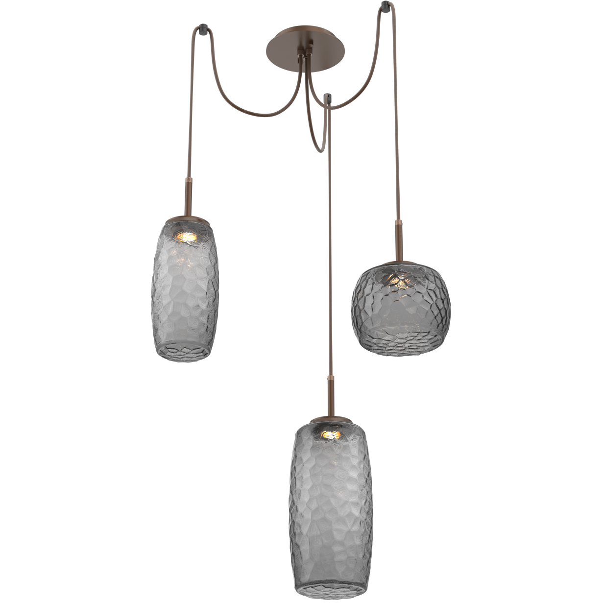Vessel LED 15.2 inch Burnished Bronze Swag Multi-Pendant Ceiling Light in Smoke, 2700K LED