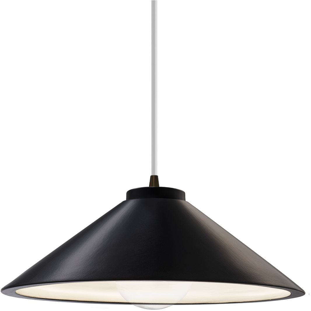 Radiance Collection - Flare 1 Light 11.75 inch Gloss Black/Matte White and Dark Bronze Pendant Ceiling Light in Replaceable Bulb, Form+Finish+Function