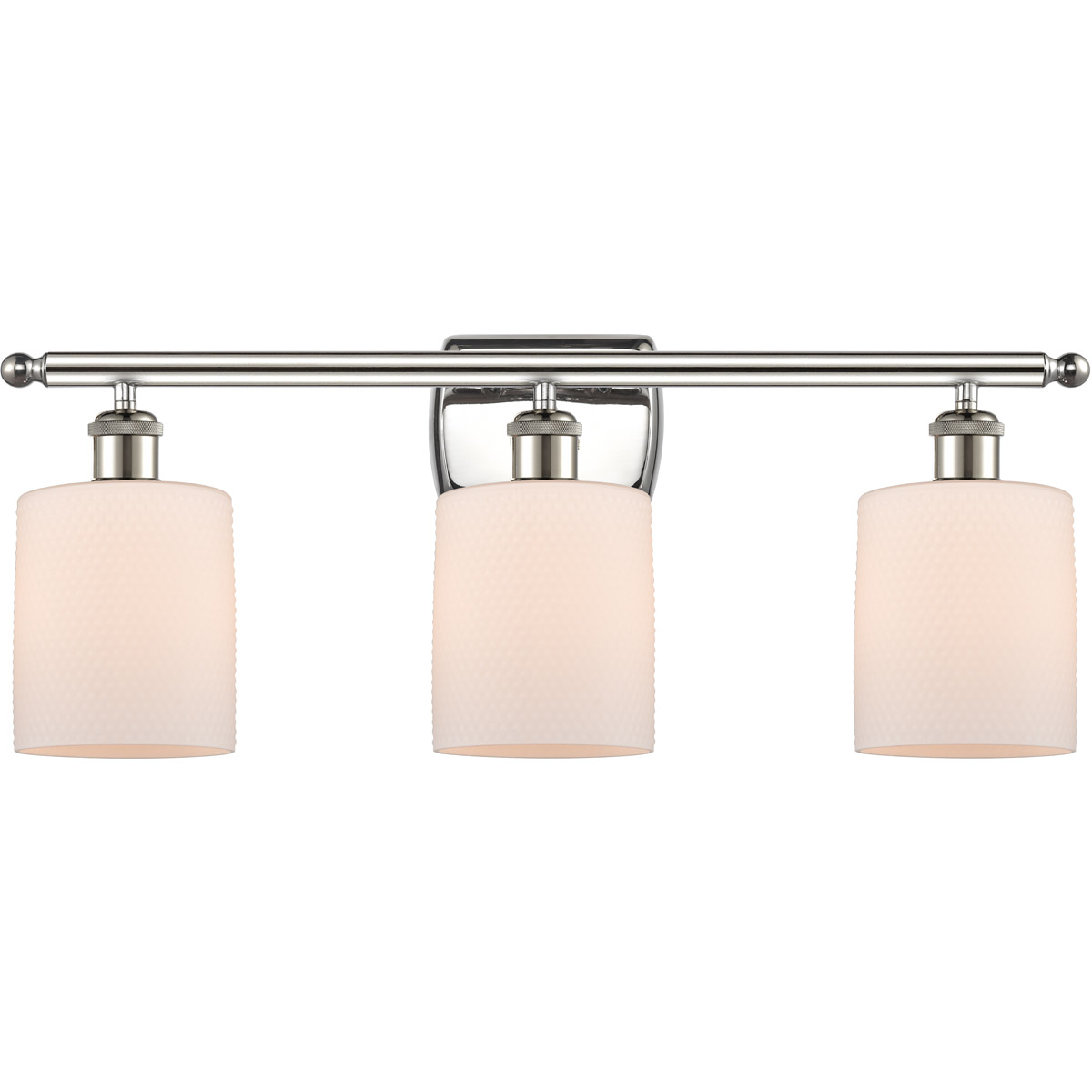Ballston Cobbleskill 3 Light 26 inch Polished Nickel Bath Vanity Light Wall Light in Matte White Glass, Ballston