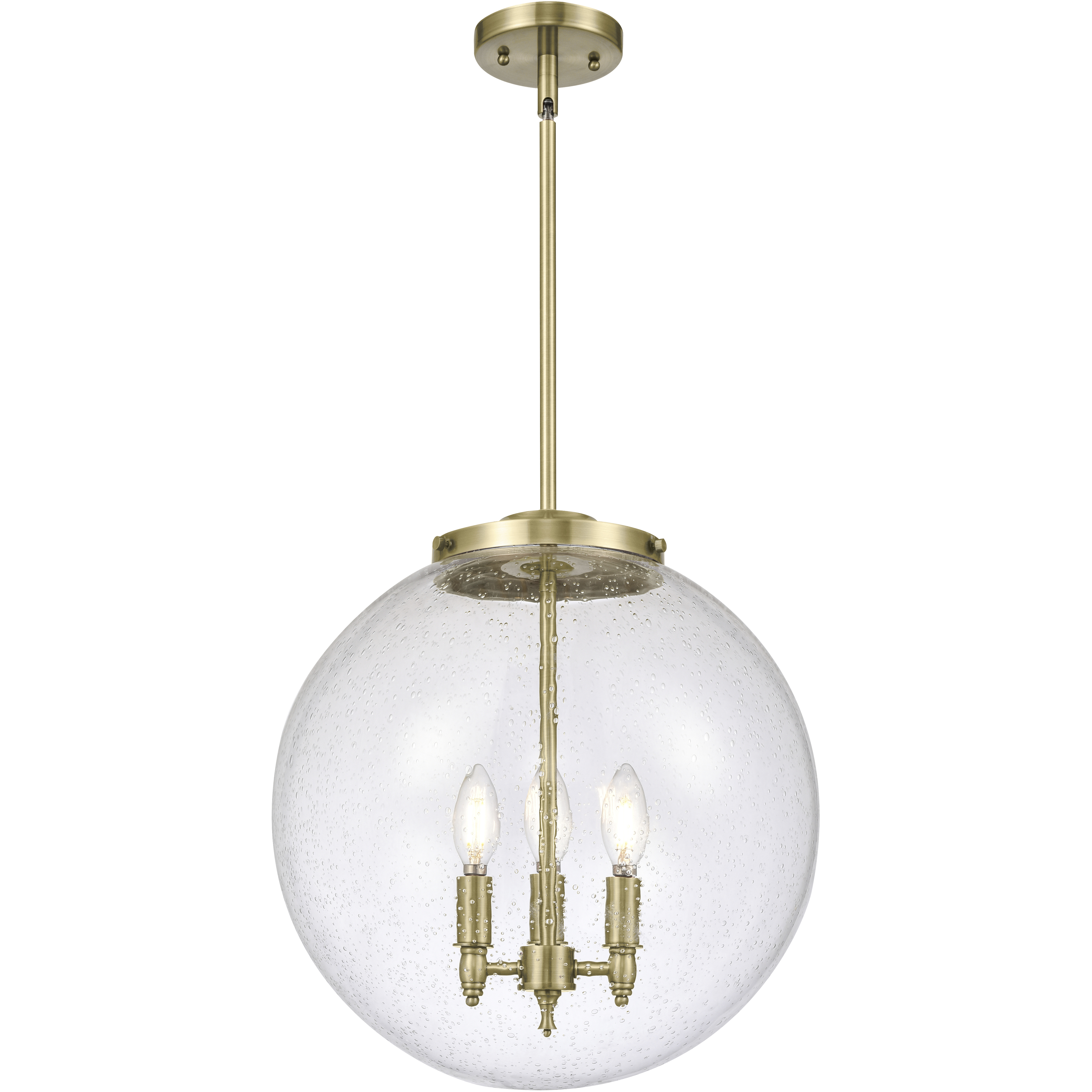 Franklin Restoration Beacon 3 Light 16 inch Antique Brass Statement Pendant Ceiling Light in Incandescent, Seedy