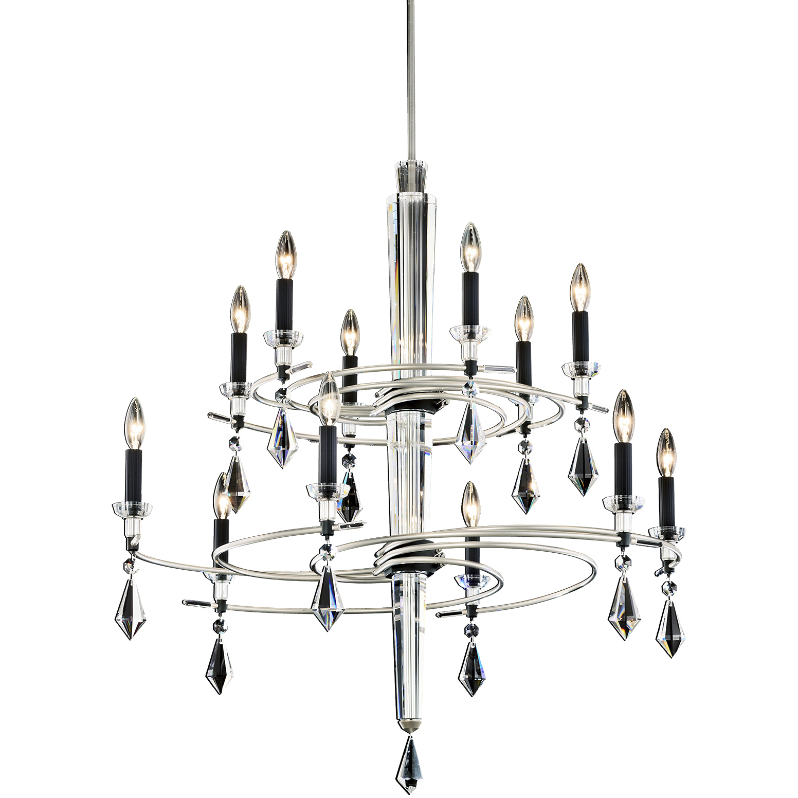 Signature Tempest 12 Light 36 inch Soft Silver/Black Chandelier Ceiling Light in Soft Gold/Black, Two Tier