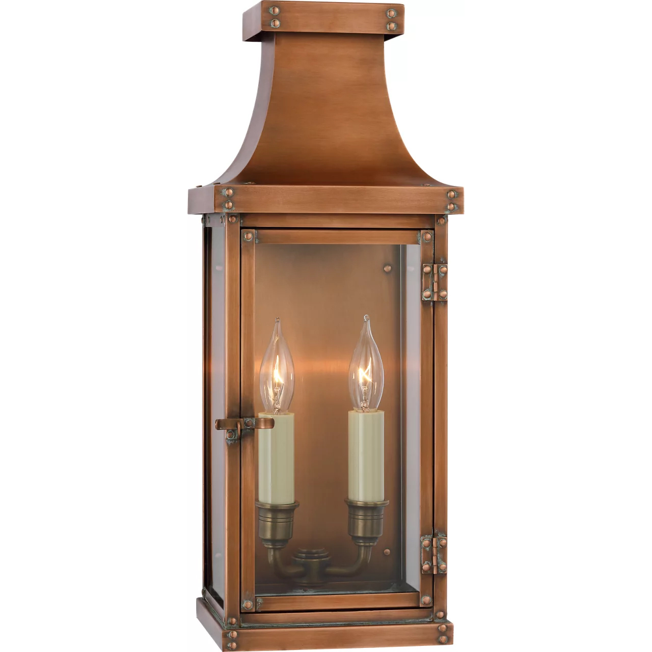 Chapman & Myers Bedford 2 Light 17.25 inch Natural Copper Outdoor Wall Lantern, Medium