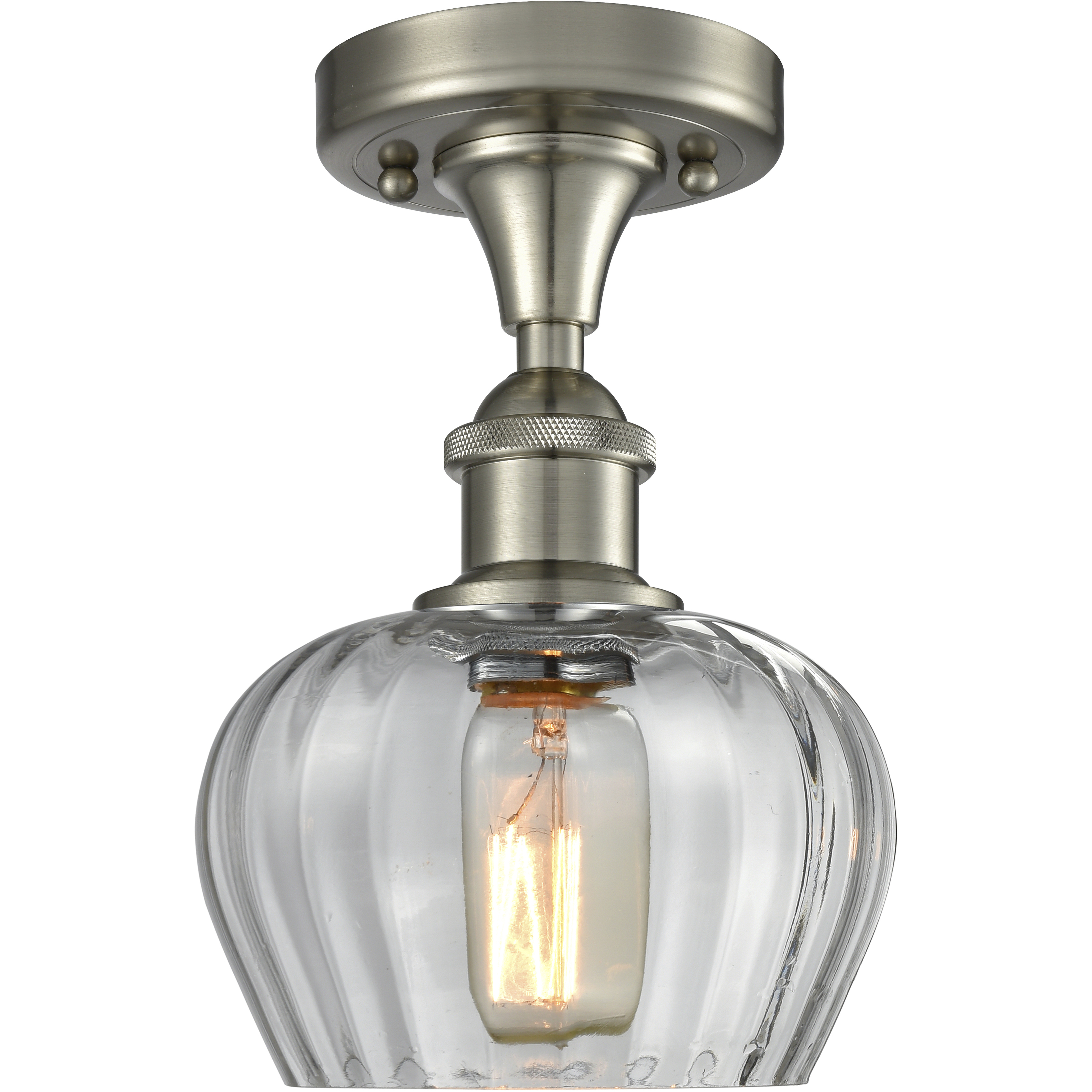 Edison Fenton 1 Light 7 inch Brushed Satin Nickel Semi-Flush Mount Ceiling Light in Mercury Glass