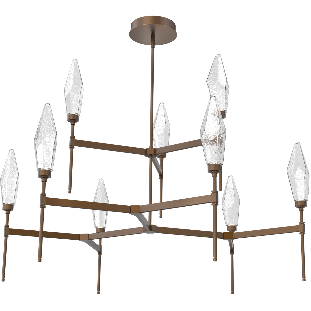 Rock Crystal LED Flat Bronze Chandelier Ceiling Light, Round Belvedere